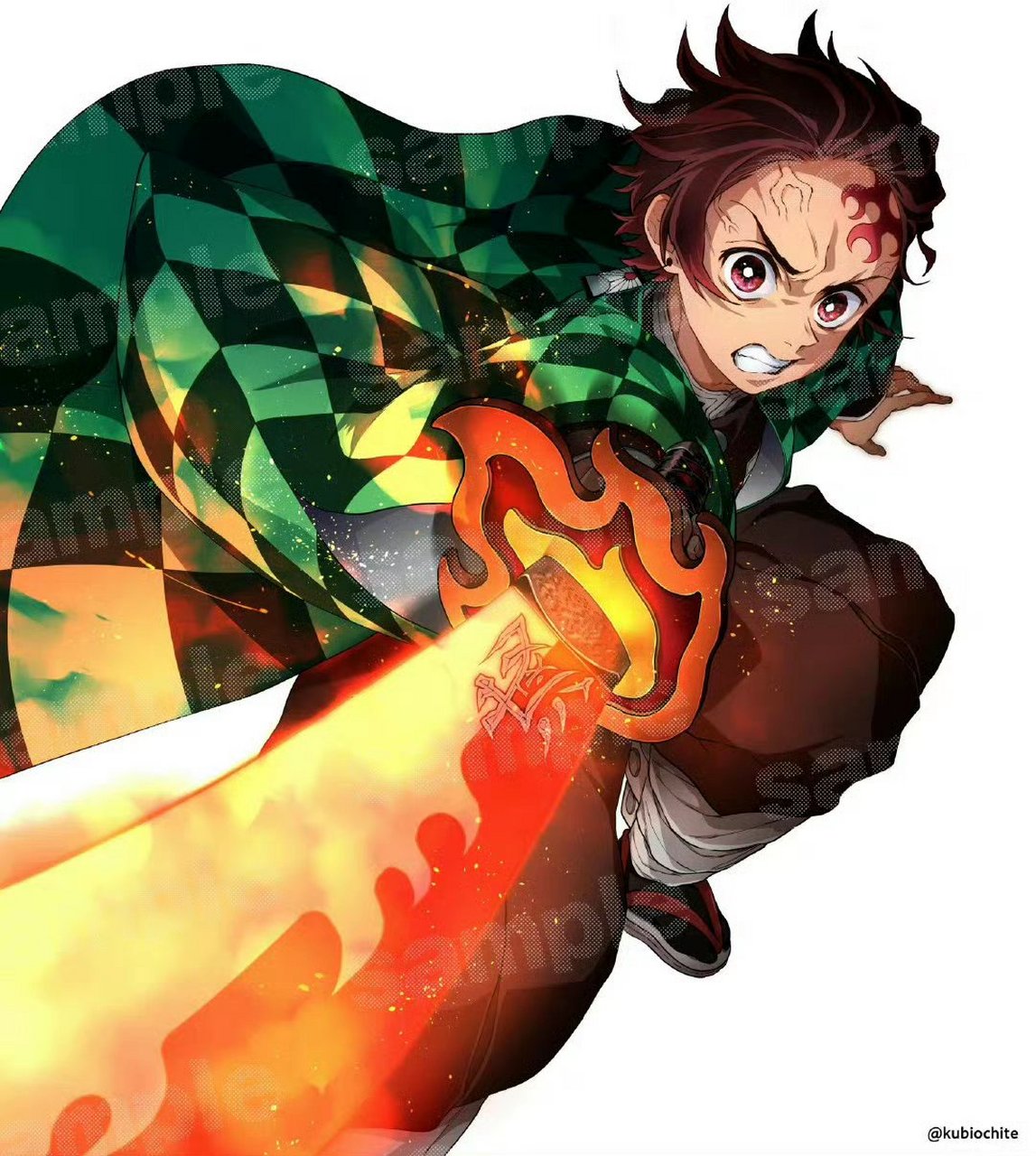 鬼灭之刃》同人插画作品,人物绘制十分精致,感觉能够达到原画的程度了