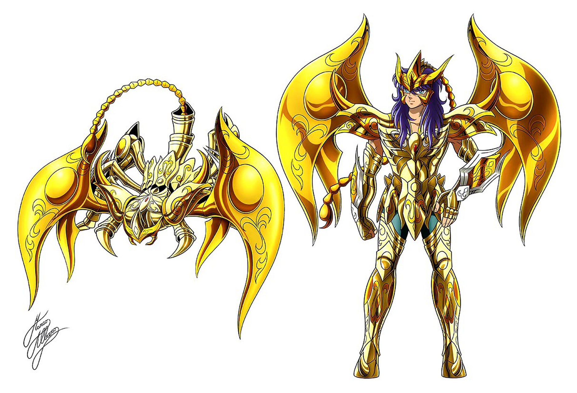 圣斗士星矢:十二神黄金及其神圣衣星座形态全集结,by marco albiero.