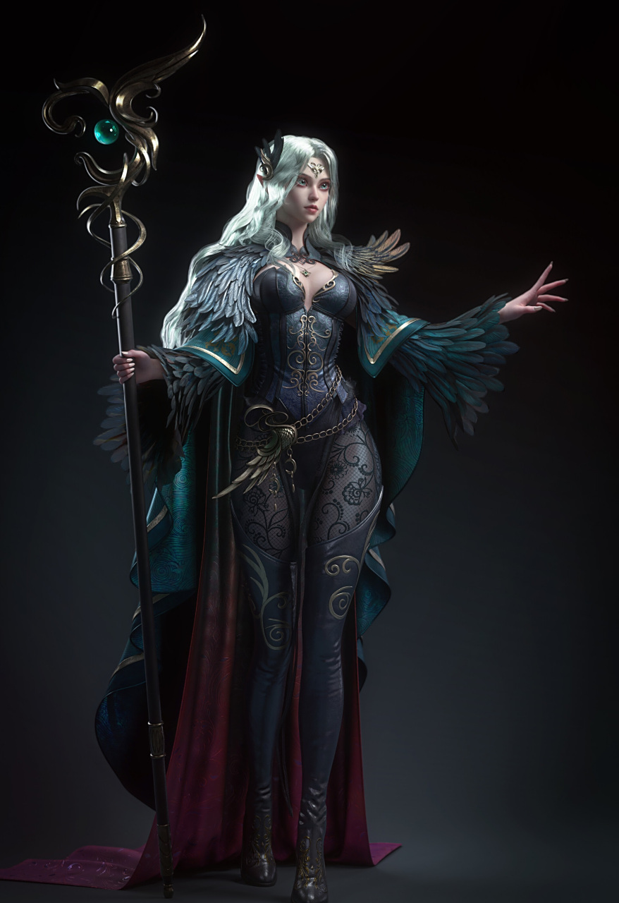 建模欣赏:精灵女法师,by 毛瑞辞.#动漫# #模型# #二次元