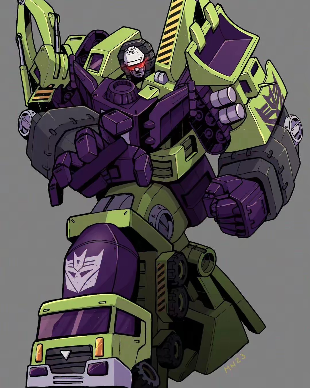 分享一组变形金刚插画作品,描绘了不同时期汽车人和霸天虎的组合金刚