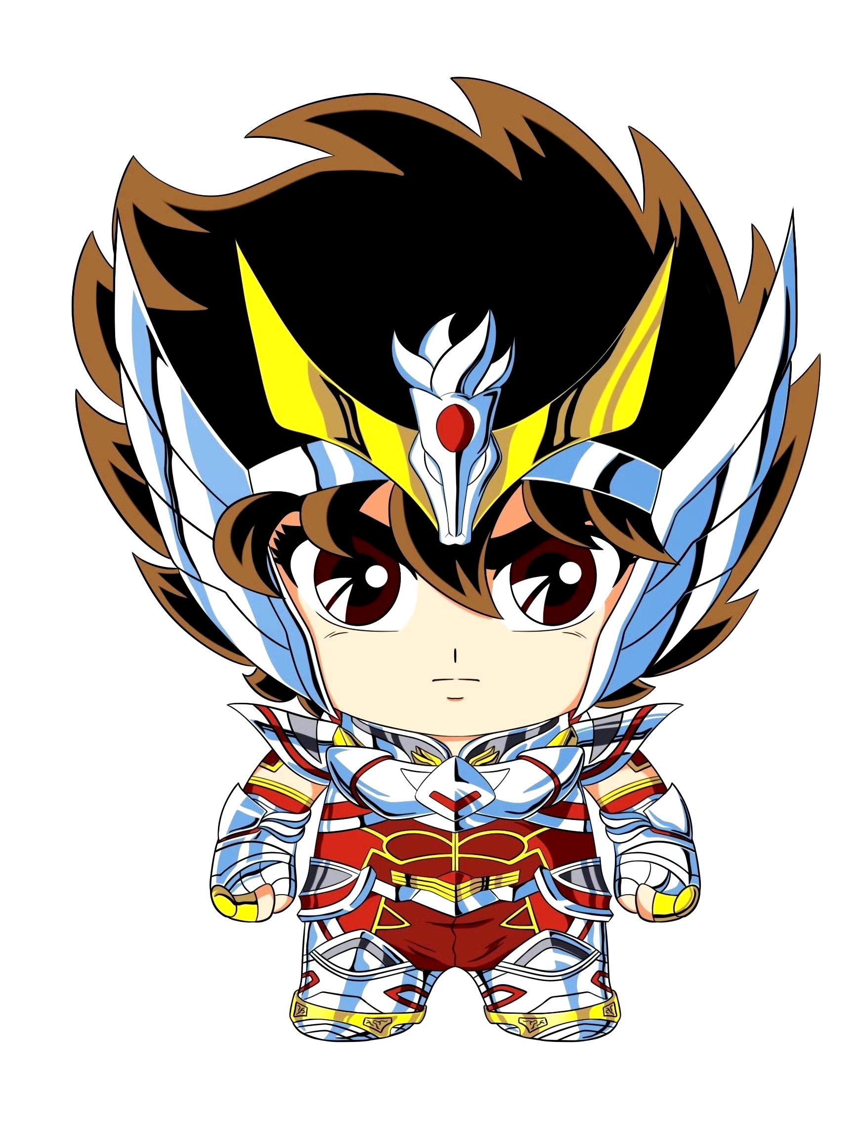 画师缇威缤绘制的《圣斗士星矢》大头娃娃系列之圣域传说版青铜五小强