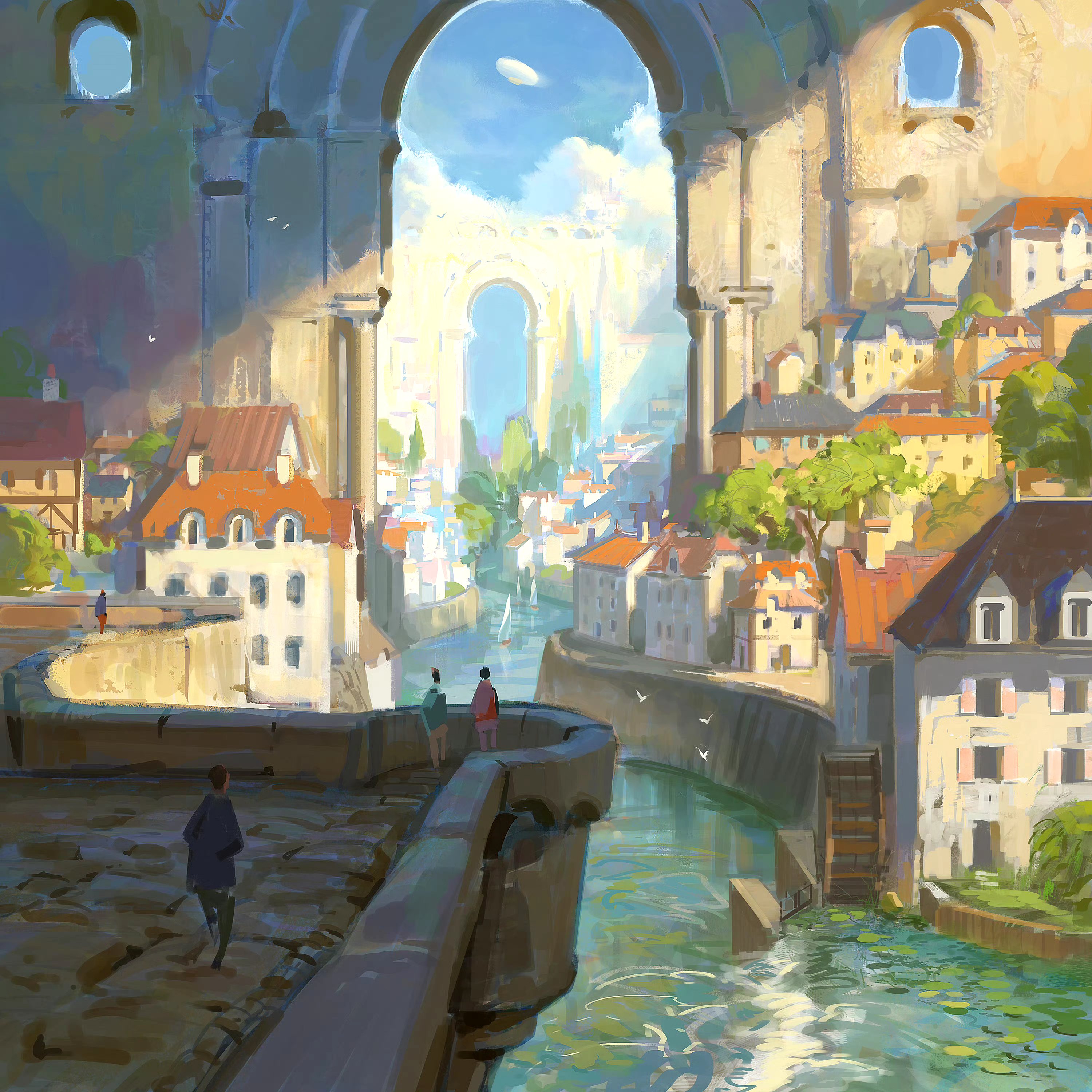 动漫# #插画# #二次元建筑动漫场景插画动漫画画场景图片日本患家