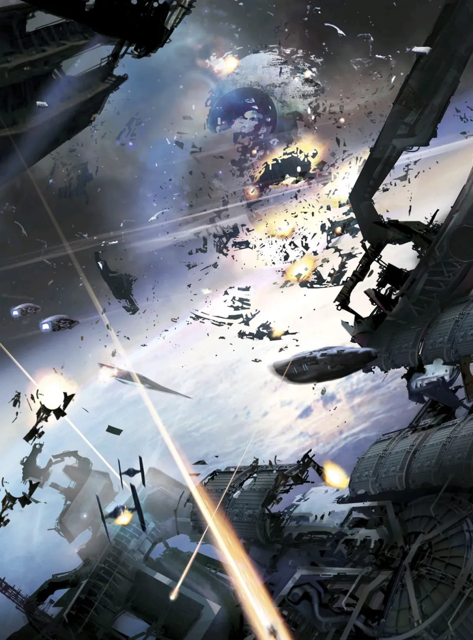 一组星球大战绘画作品欣赏,描绘了帝国军战舰以及作战的场景.#动漫# #