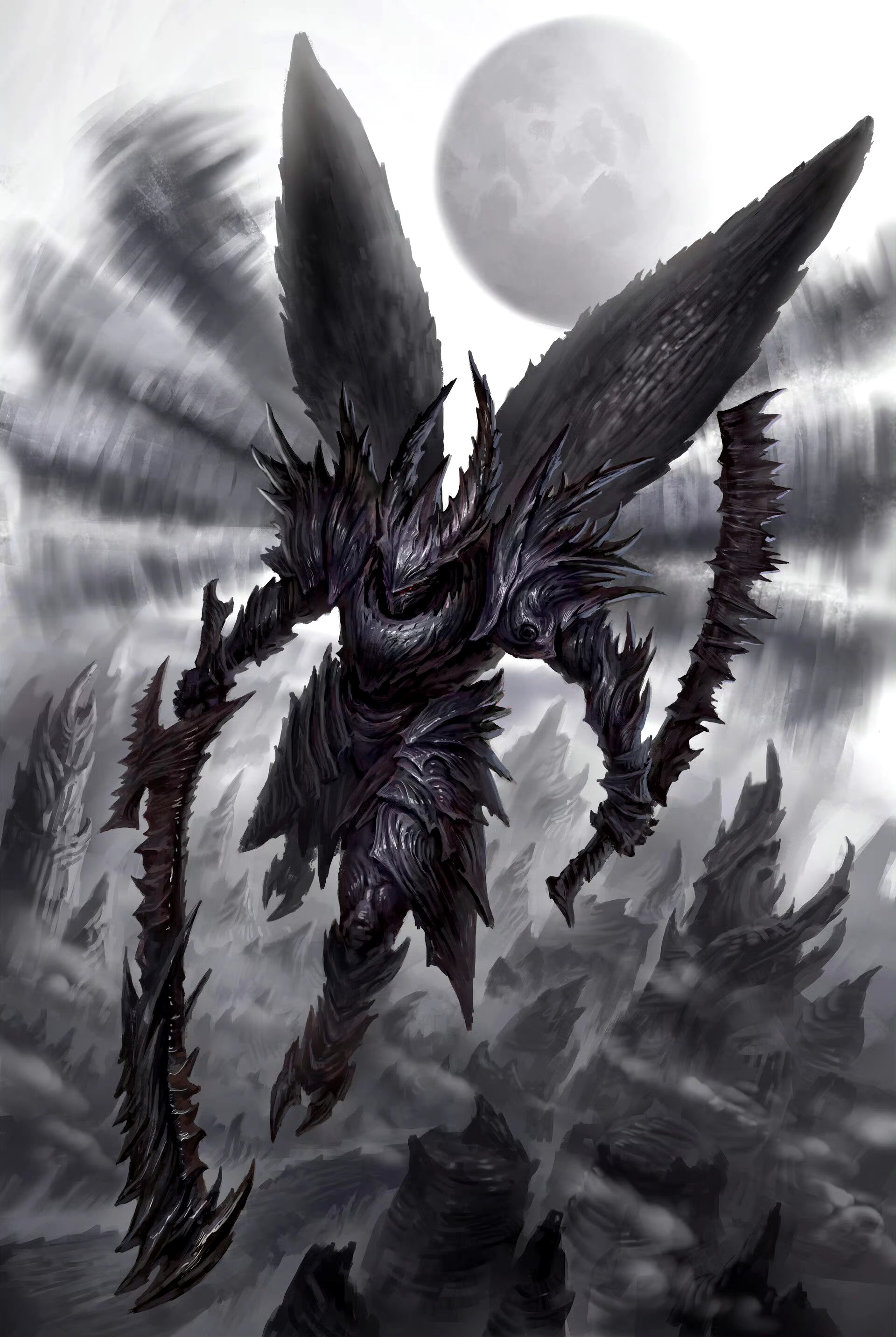 他的作品风格多样,笔下角色融合了神话和昆虫元素,造