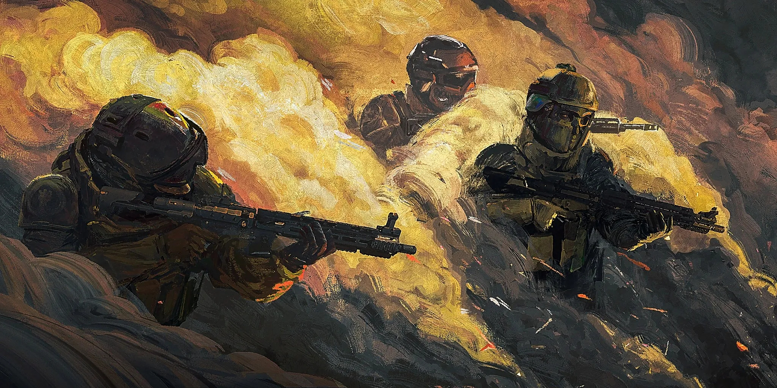 一组游戏《使命召唤:现代战争》141特遣队和影子部队的主题插画,描绘