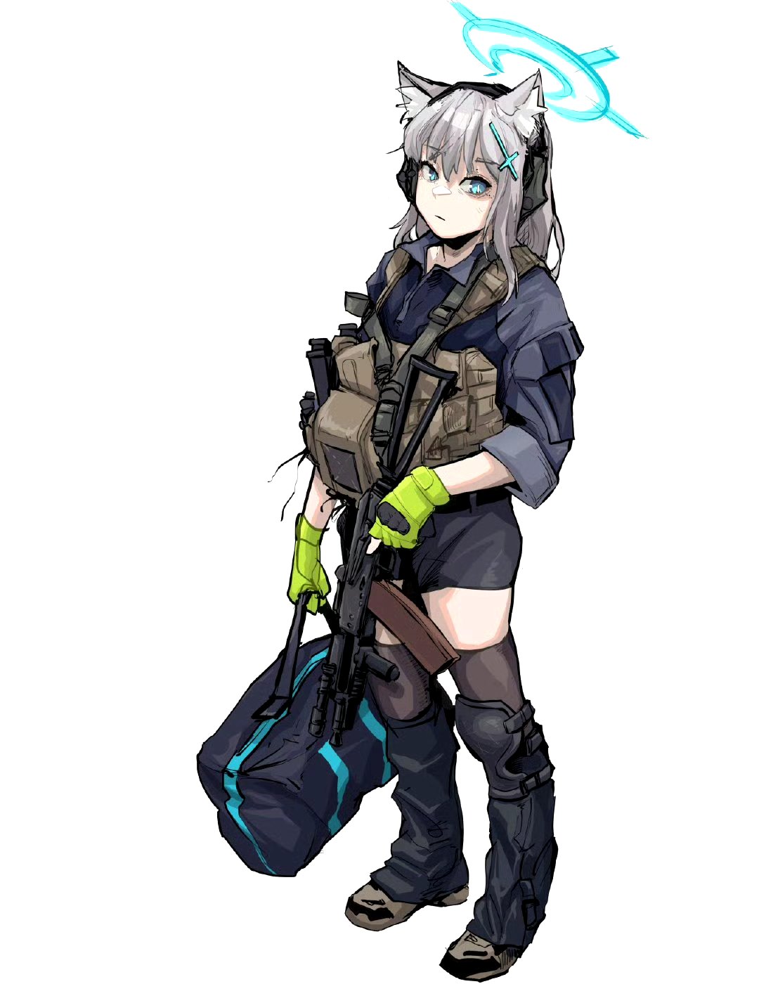 画师epakim动漫人物插画作品欣赏,描绘了身着战术装备的少女形象