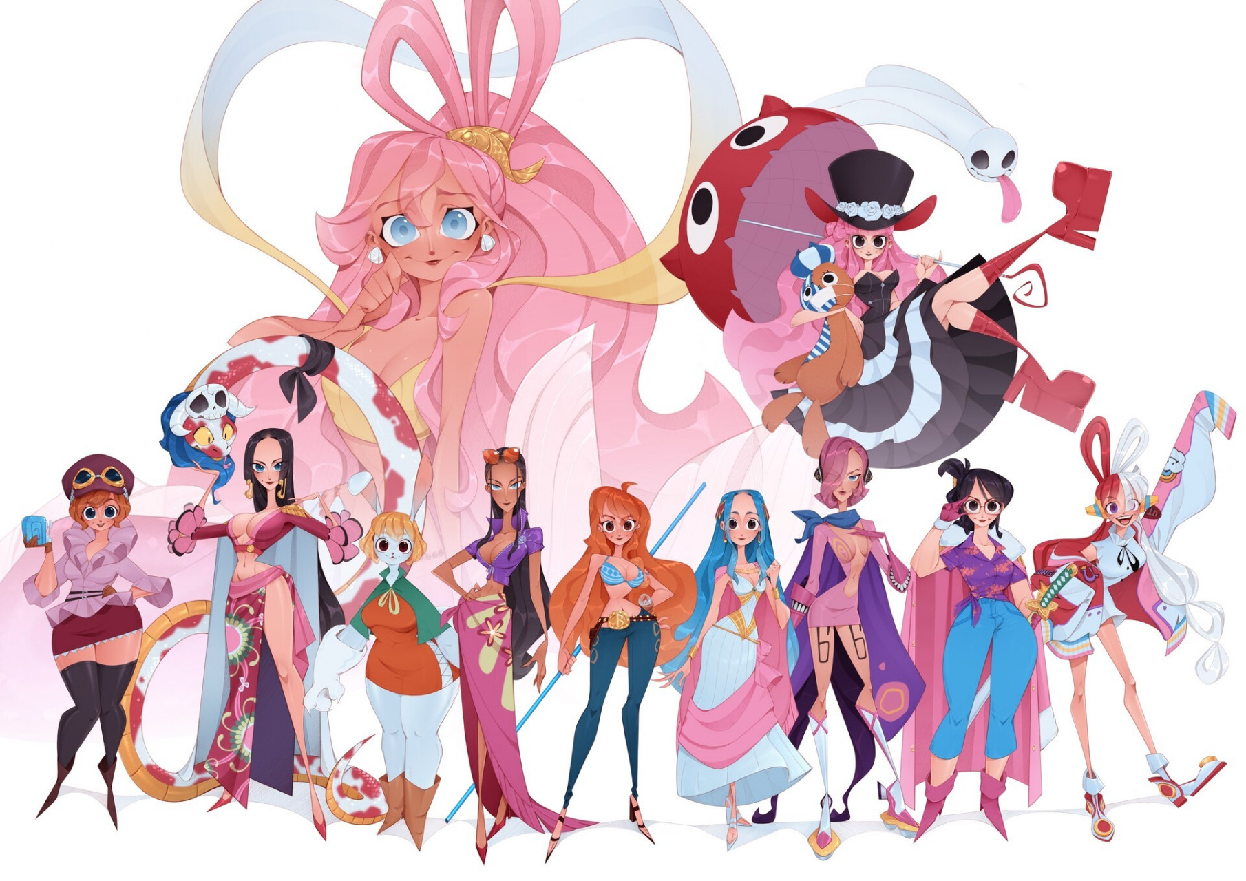 amann创作的一组《海贼王》角色插画,色彩绚丽,人物带有美漫风格