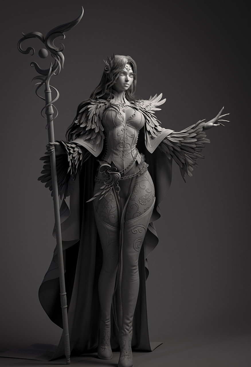 建模欣赏:精灵女法师,by 毛瑞辞.#动漫# #模型# #二次元