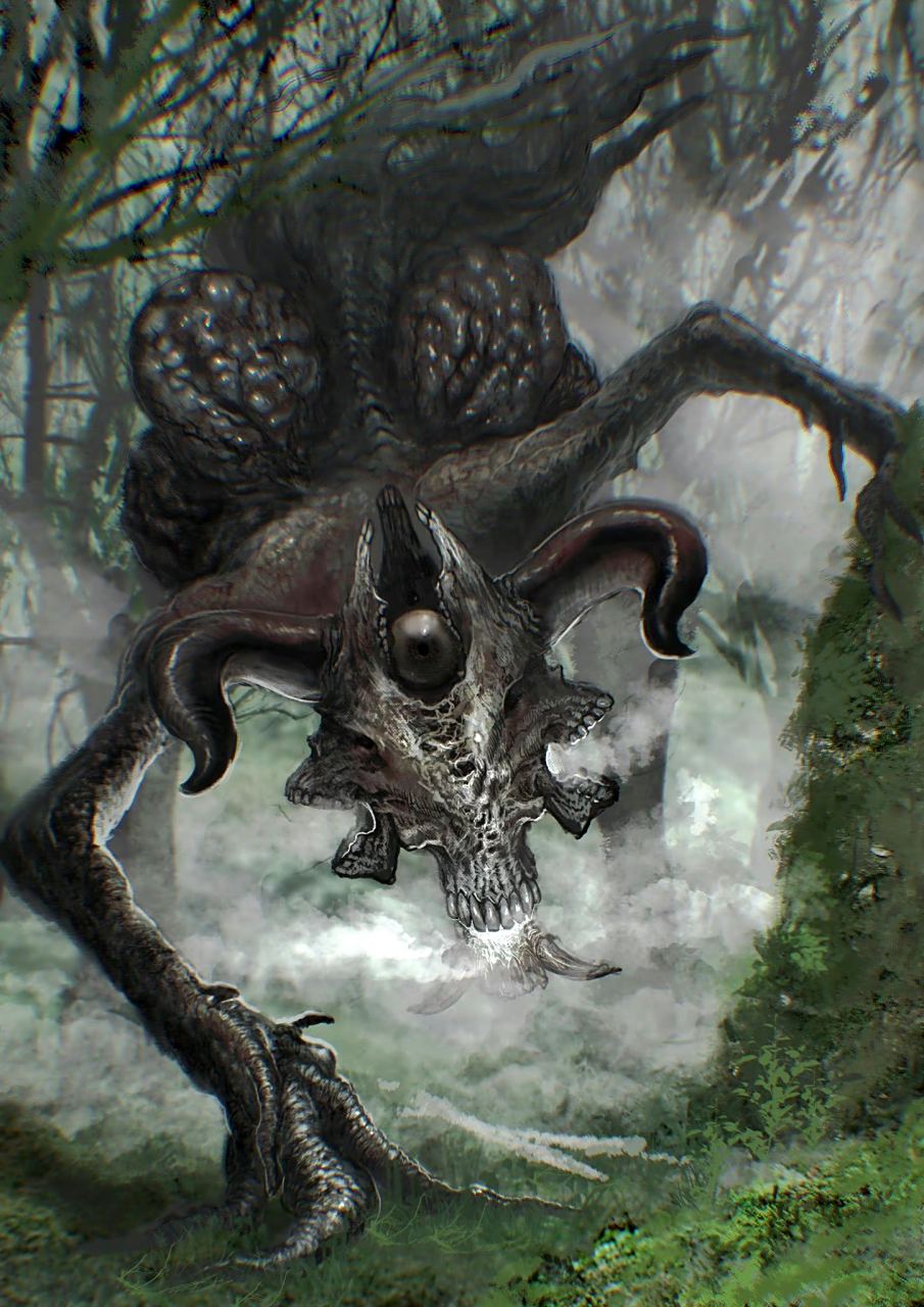 画师 ya zu奇幻生物绘画作品欣赏,描绘了神话传说中的一组怪兽,有