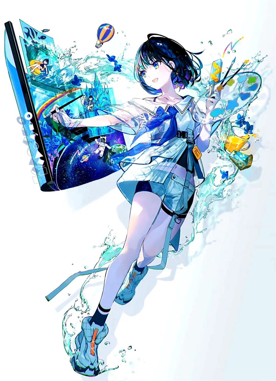 画师藤原动漫人物绘画作品欣赏,色彩绚丽,人物生动传神.