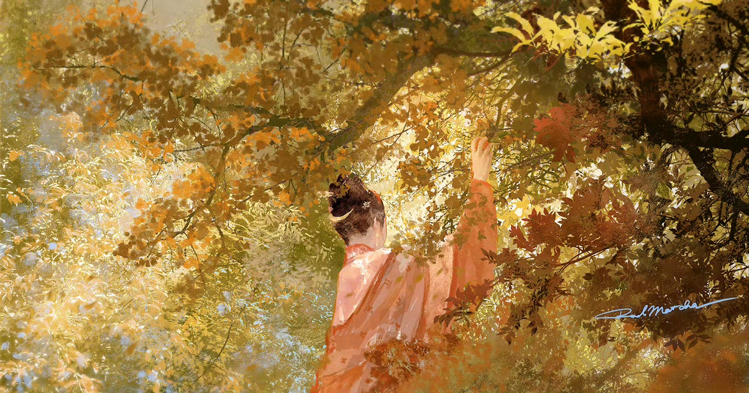 一组国风绘画作品欣赏,描绘了夏日与秋天的风景,经秋历夏,by red