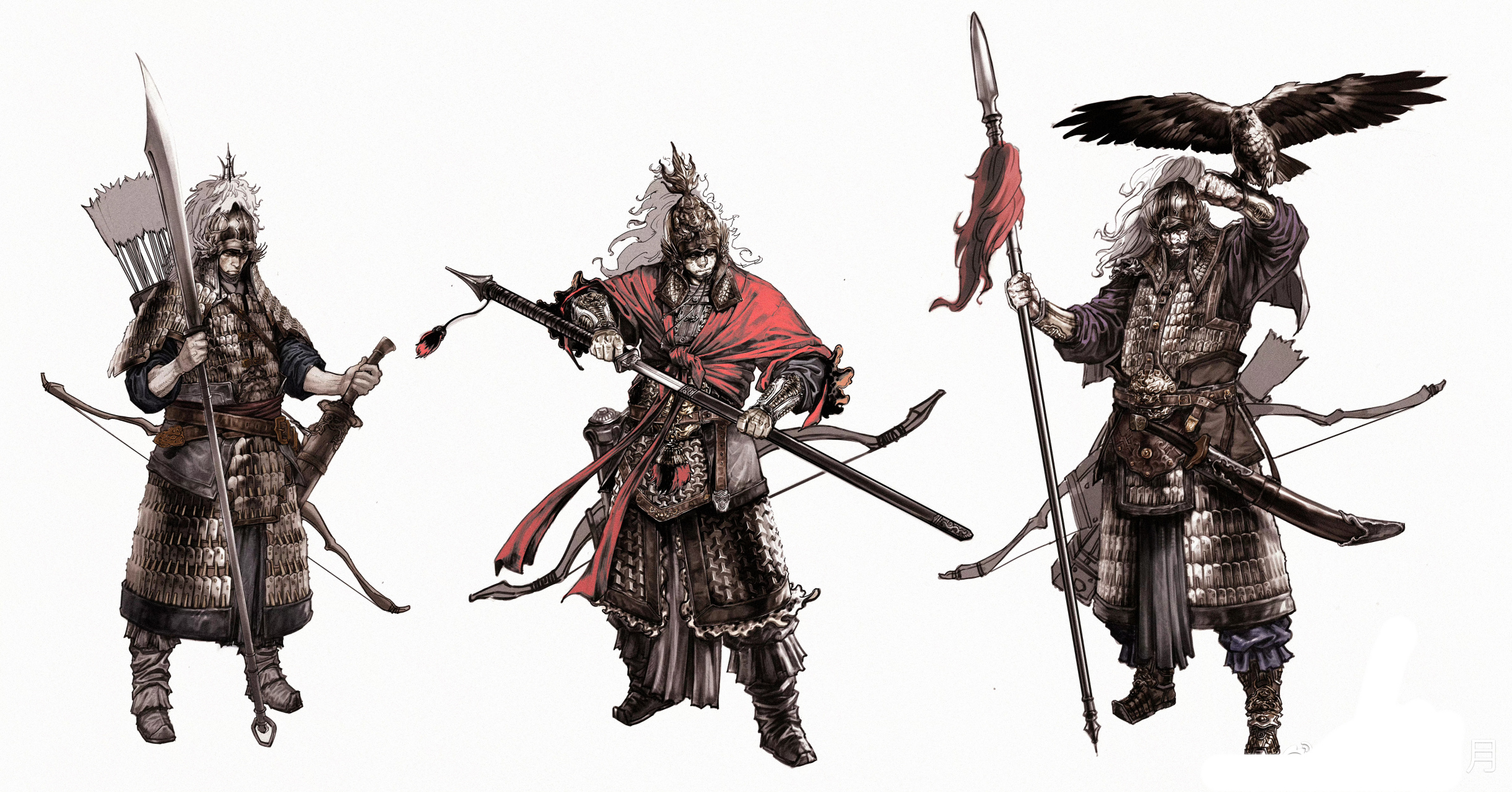 一组我国古代武士绘画作品欣赏,兵器与盔甲绘制十分考究,by 异客岁月