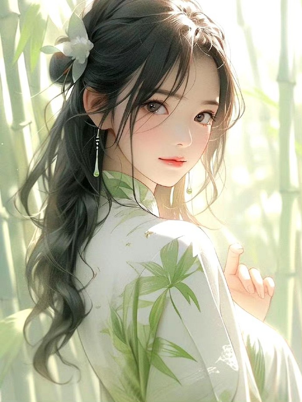 一组ai生成的古风少女插画欣赏,华服与美景相得益彰