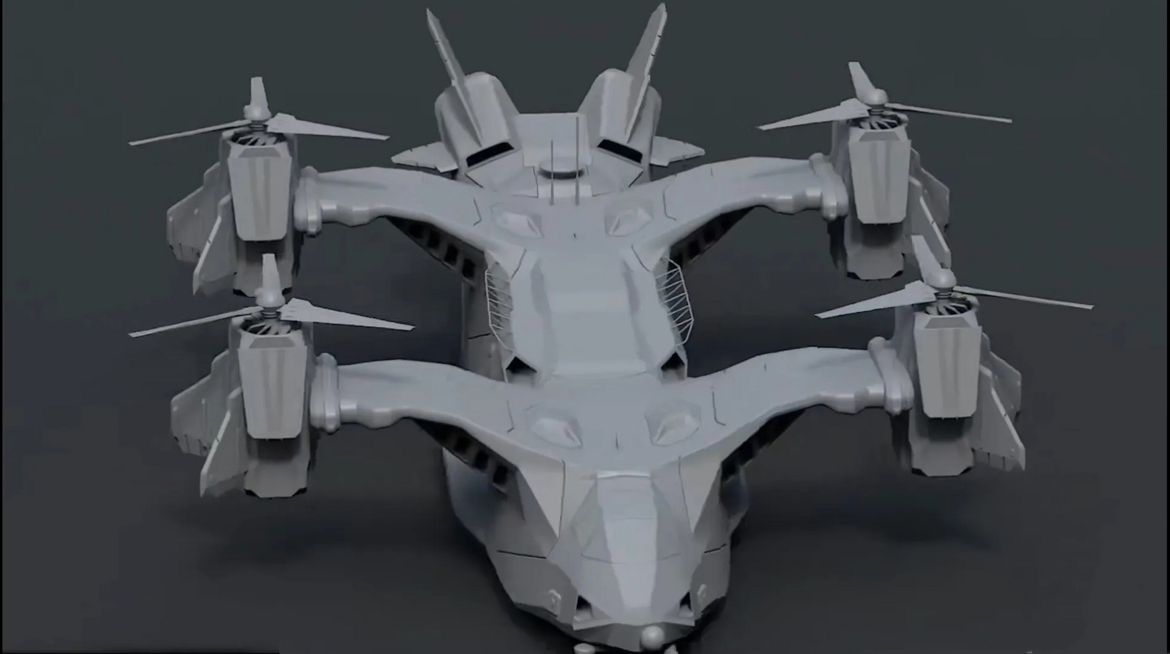 建模欣赏:四旋翼倾转旋翼机建模,兼具武装攻击与运输功能.