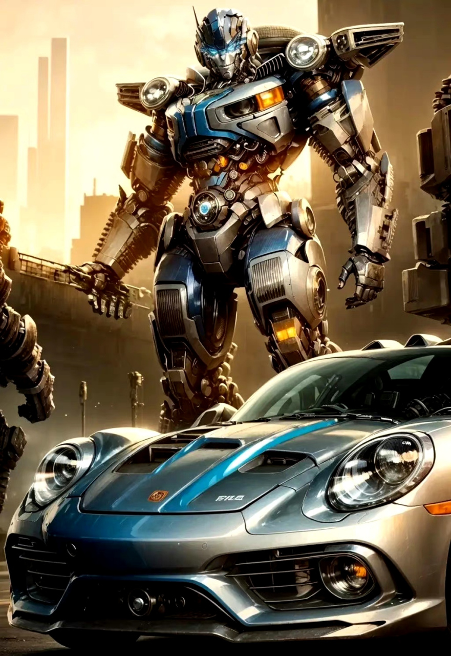 一组ai生成的变形金刚7幻影角色插画,外形和车型已经十分接近设定了.