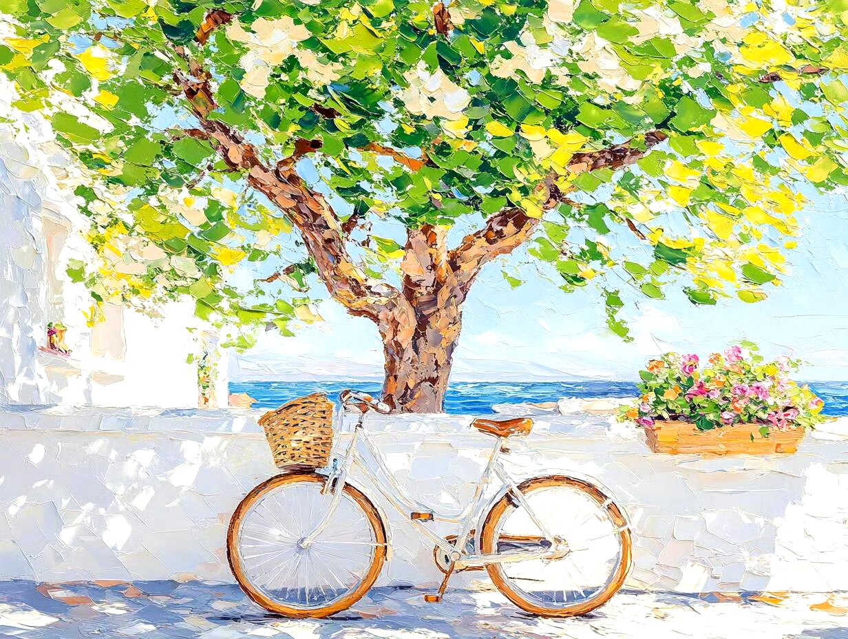 分享一组风景绘画作品,用明快的色彩描绘了夏日的风景