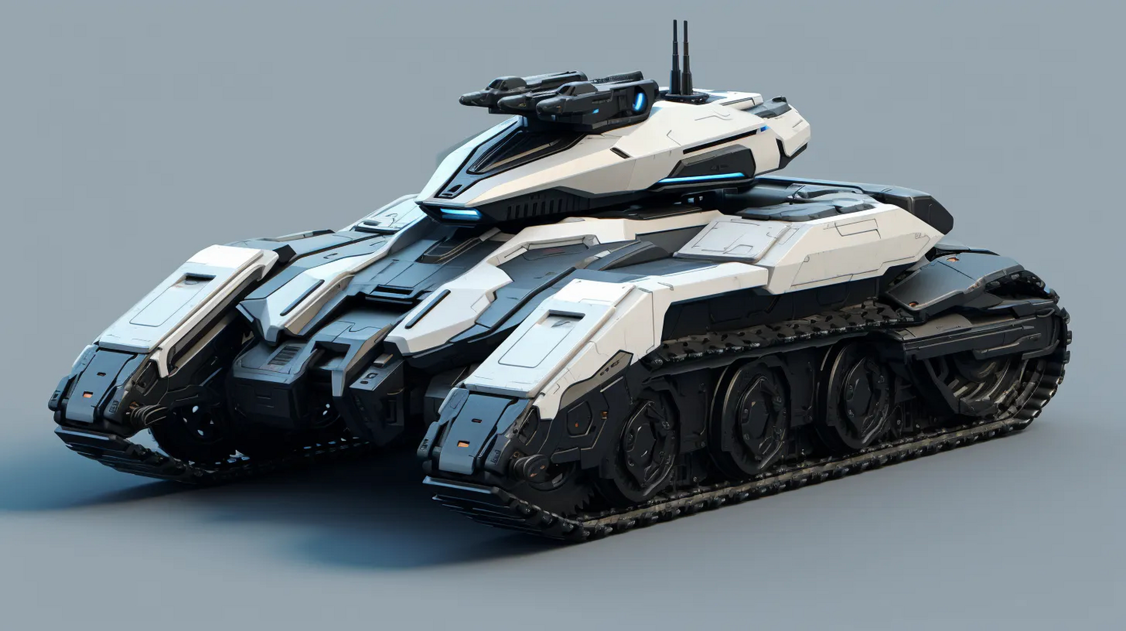 一组ai生成的无人战车,由人工智能操控,履带式行走装置,by midjourney