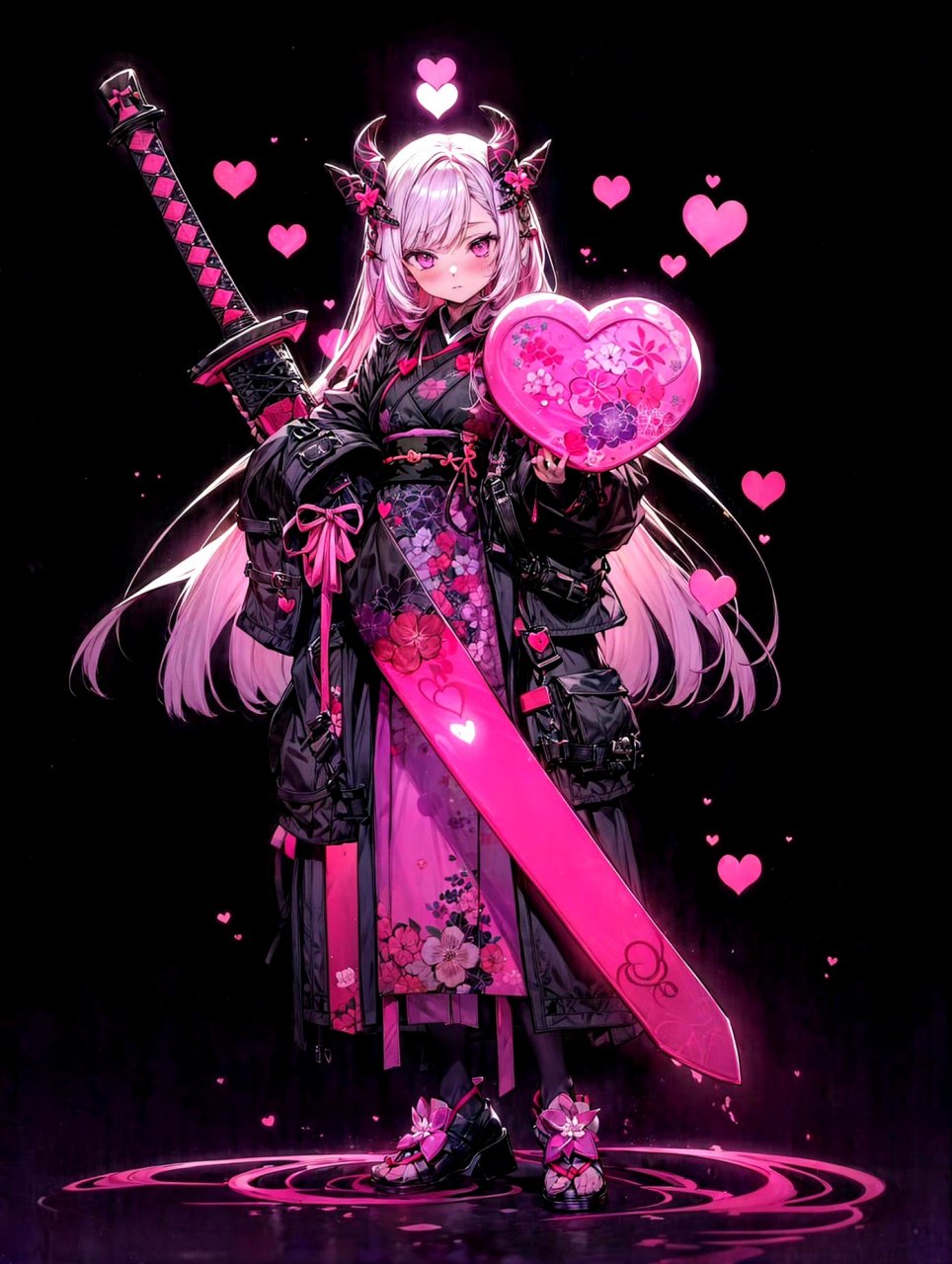 一组ai生成的动漫角色插画作品,兵器少女,by midjourney.