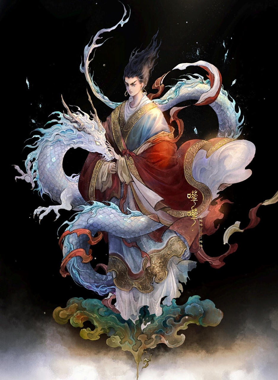 一组国风神仙人物插画欣赏,将传统艺术与现代绘画相结合,by 哗哗