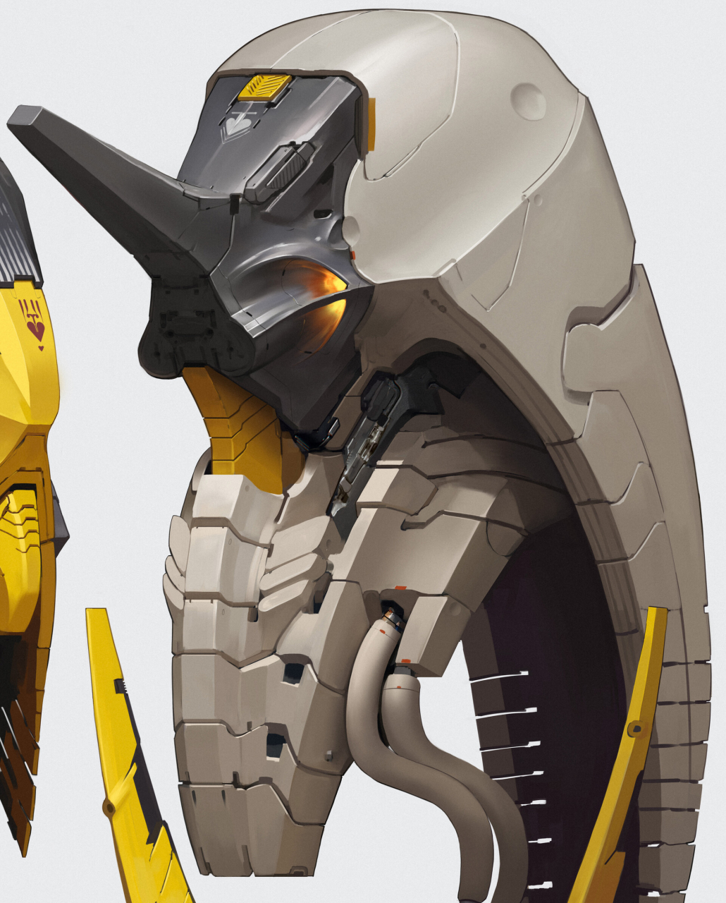 画师till freitag创作的一组机甲头部设计,风格多变,取景器布局为各有