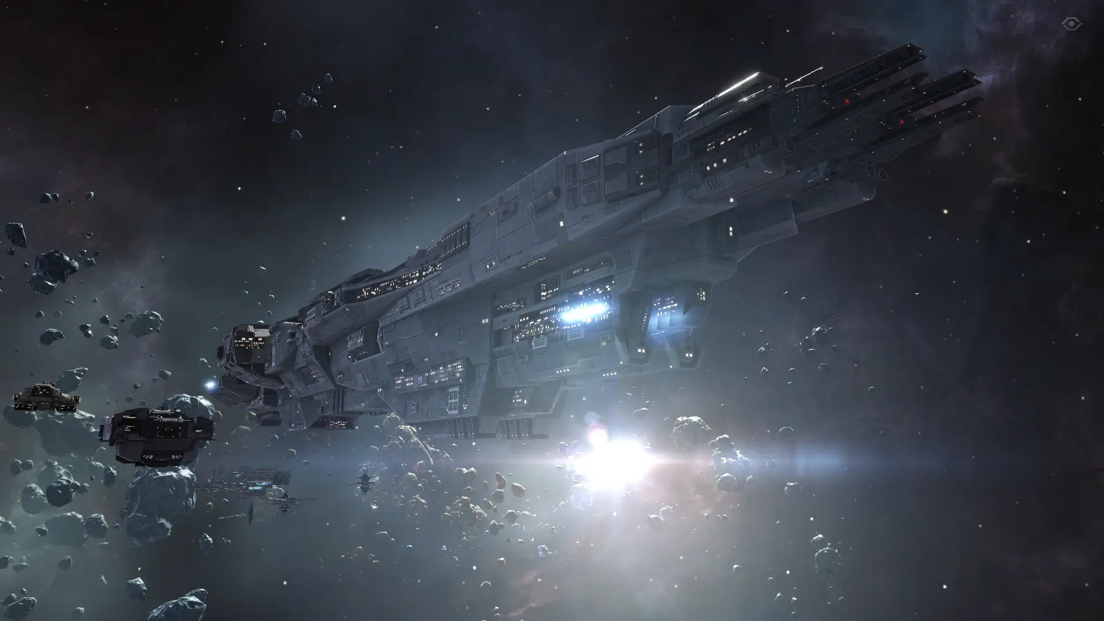 一组未来风格的太空战舰,来自游戏《无尽的拉格朗日》.