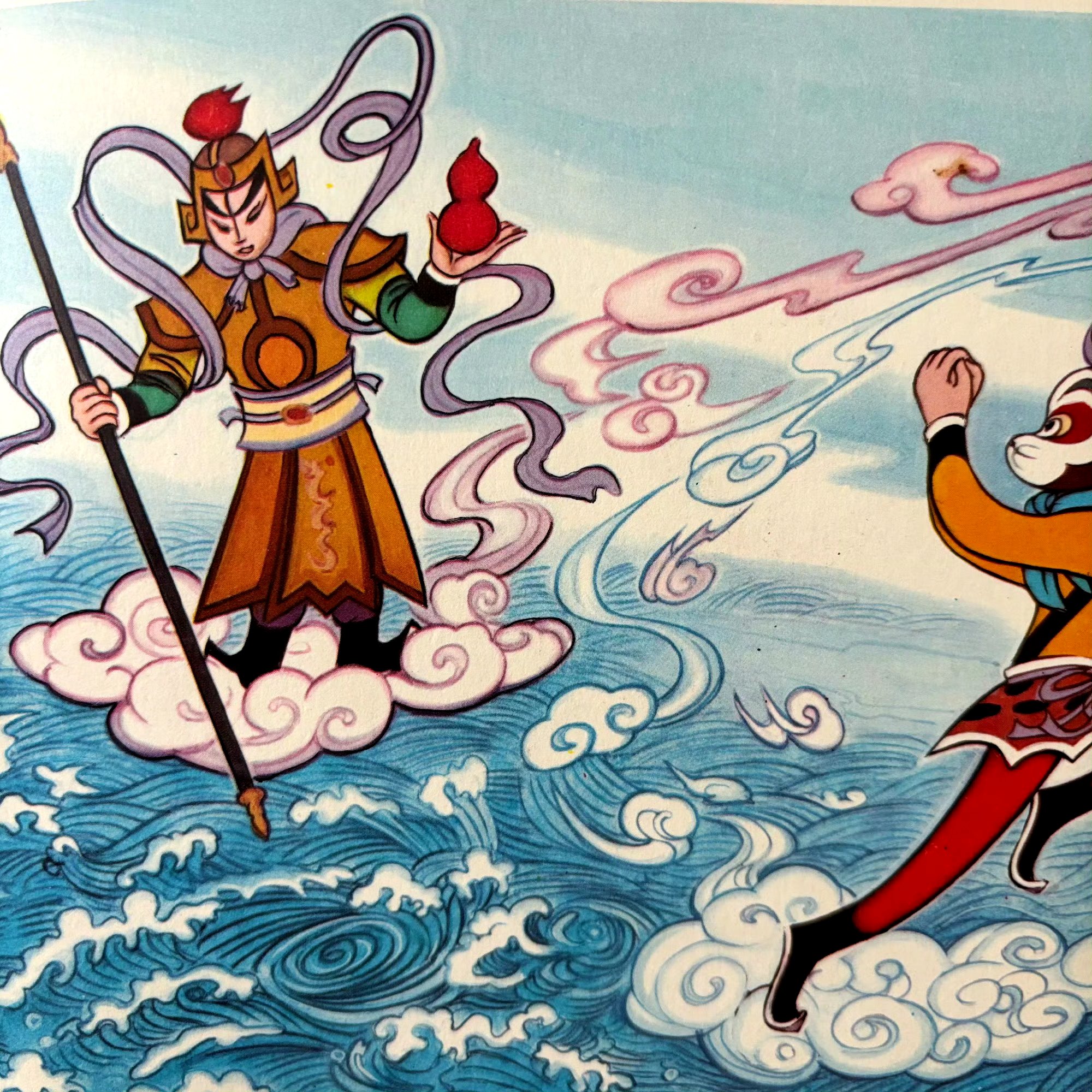 分享一组老版动画《西游记》剧照,悟空在大闹天宫时毁天灭地,后来取经