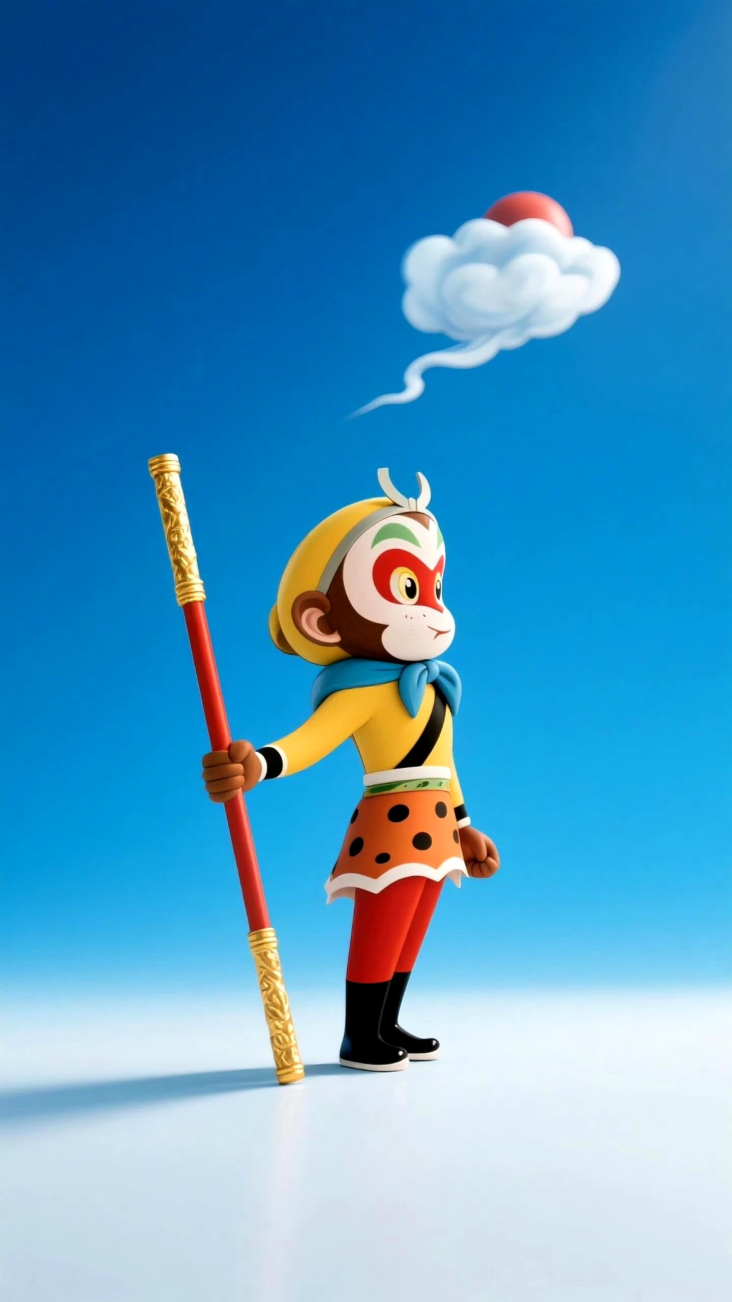 分享一组西游记插画作品,用3d风格再现了齐天大圣的形象,造型传统而