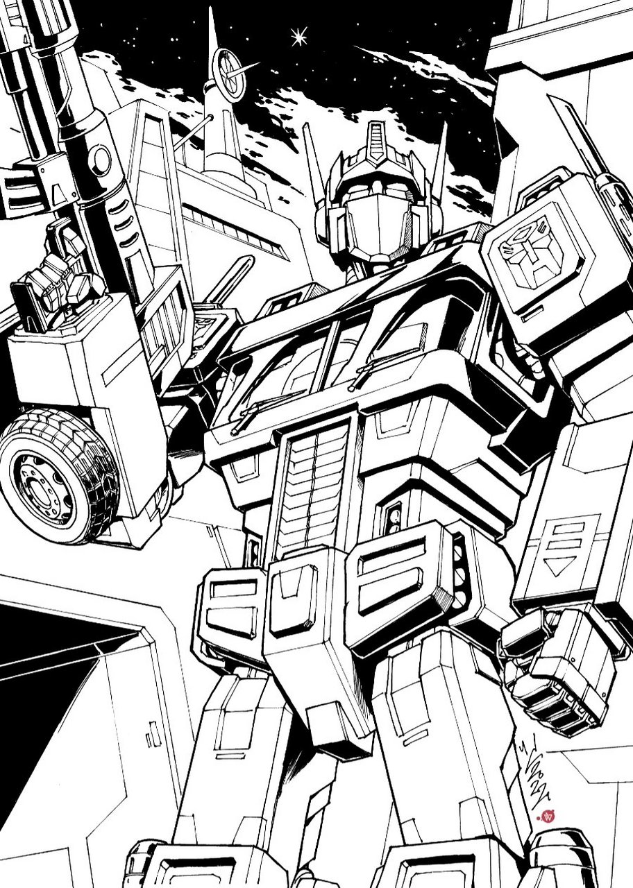 一组画师陈永旋创作的变形金刚同人插画,擎天柱和超能勇士很带感.