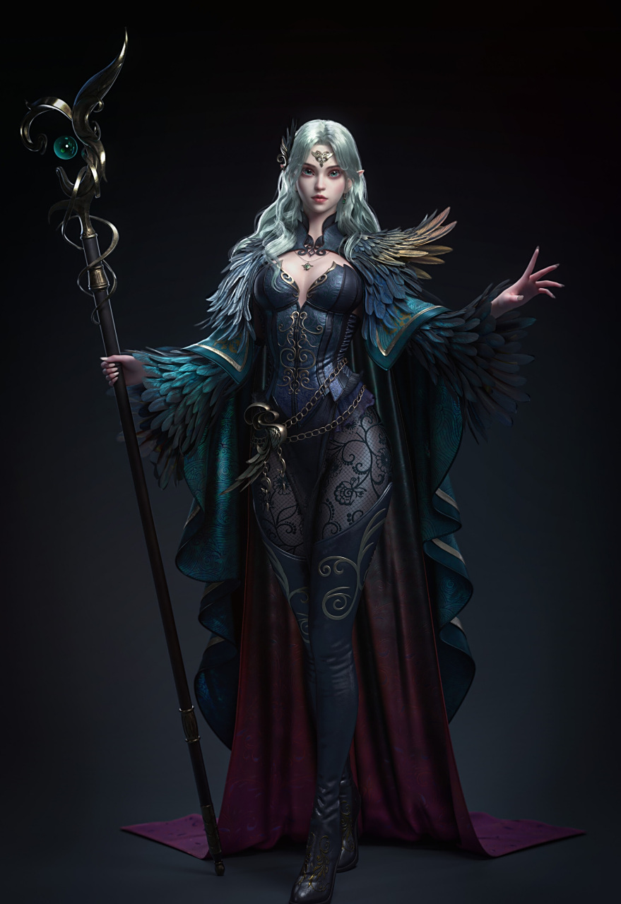 建模欣赏:精灵女法师,by 毛瑞辞.#动漫# #模型# #二次元