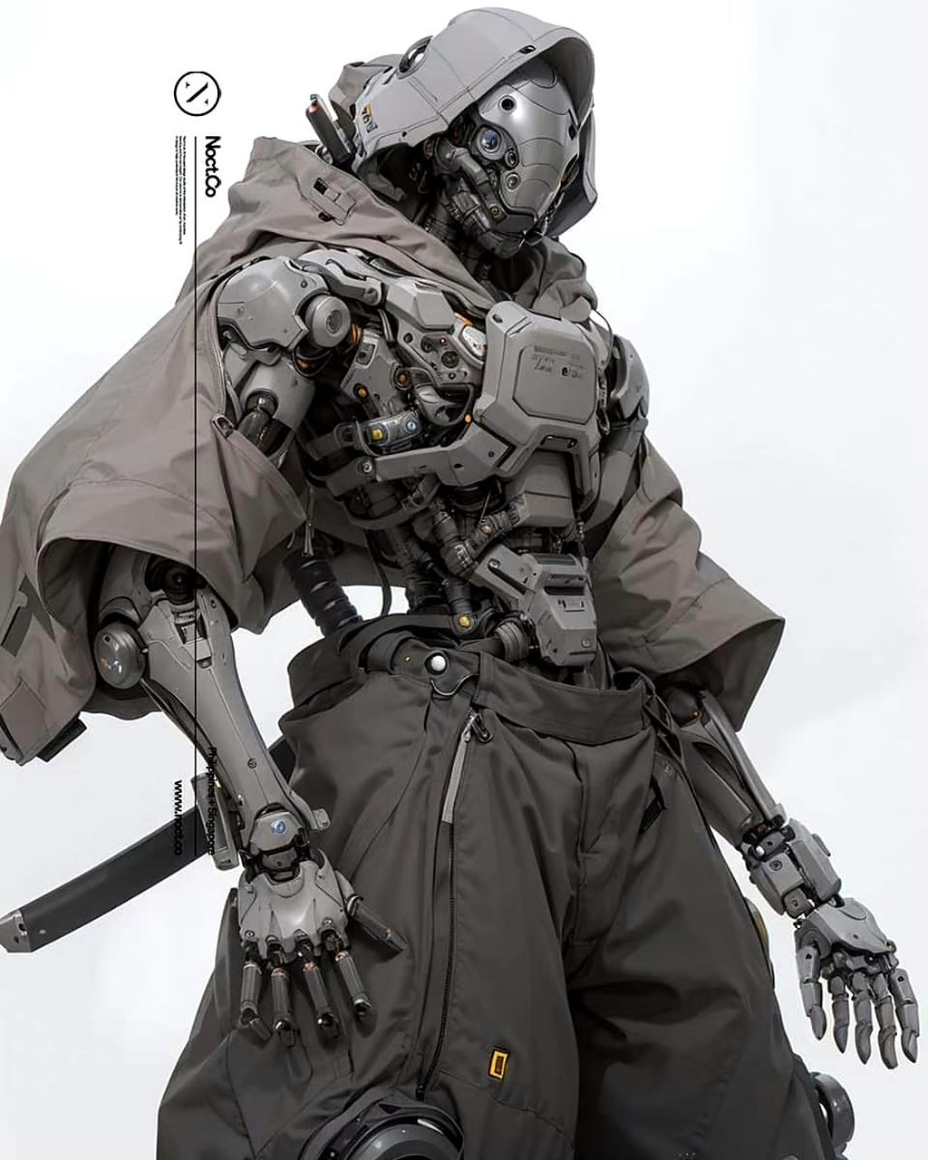 ai生成的一组细节惊人的机械人插画作品,不同的风格点缀了复杂的机械