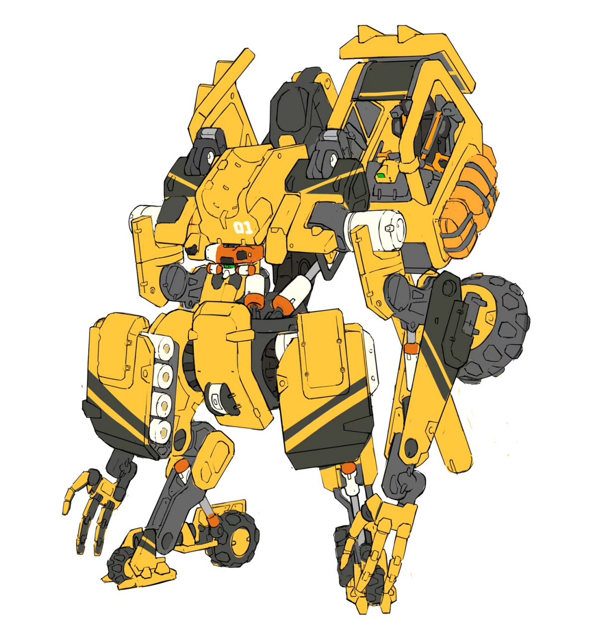 画师王亨利绘制的一组动漫机甲插画,用丰富的想象力创造出充满机械