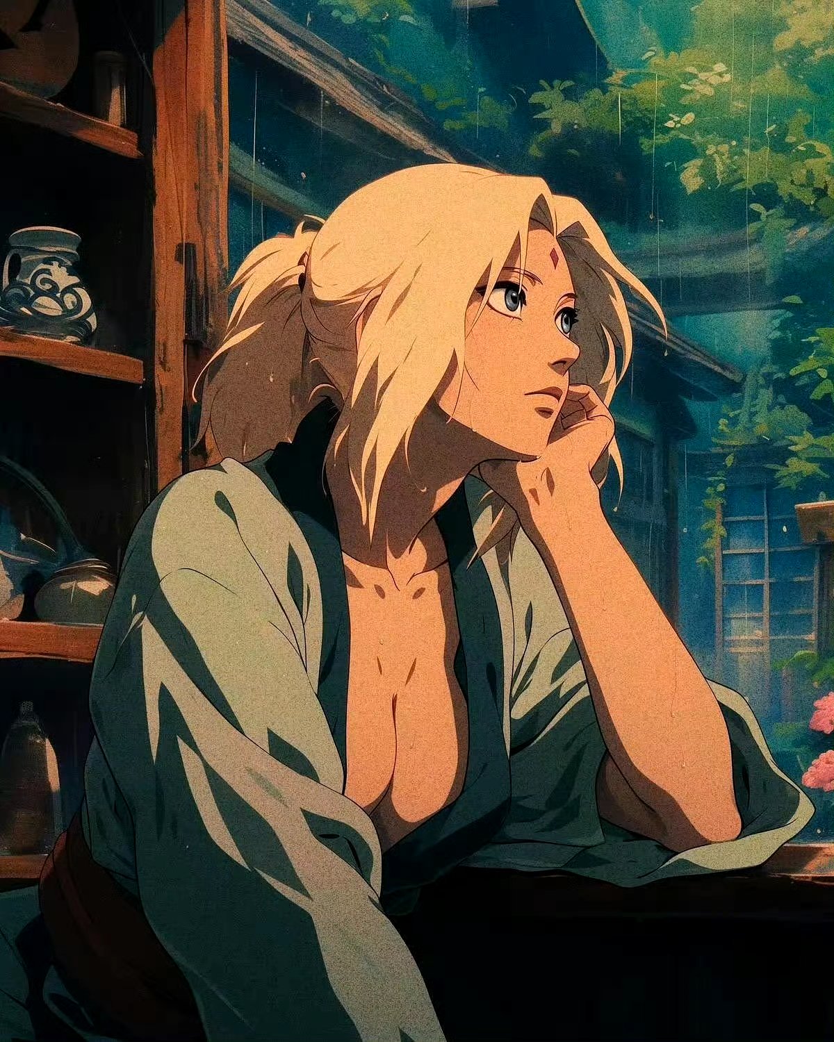 的一组动漫《火影忍者》角色插画作品,用复古的画风再现了剧中的人物