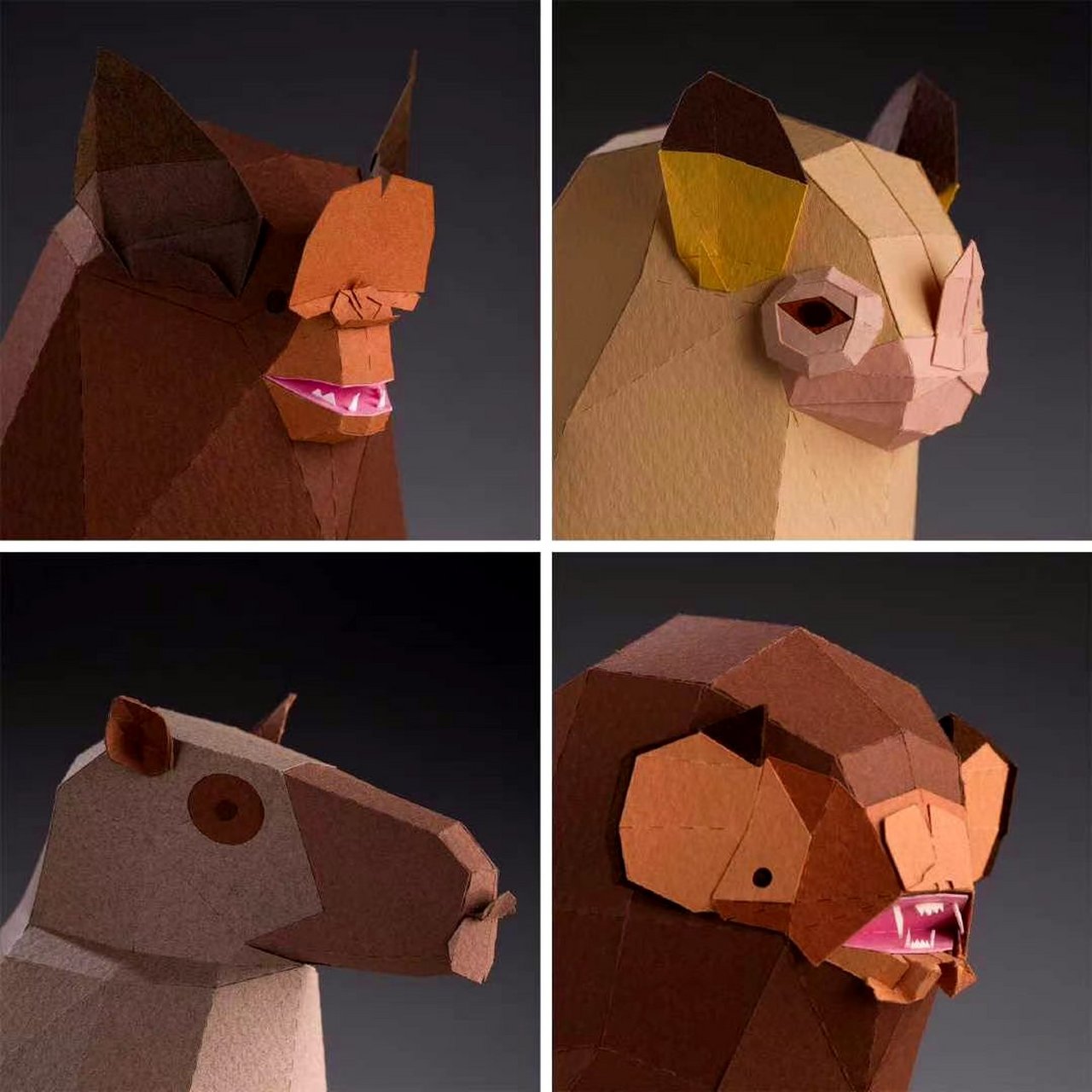 艺术家guardabosques纸塑作品欣赏,用纸板制作出造型生动的动物角色