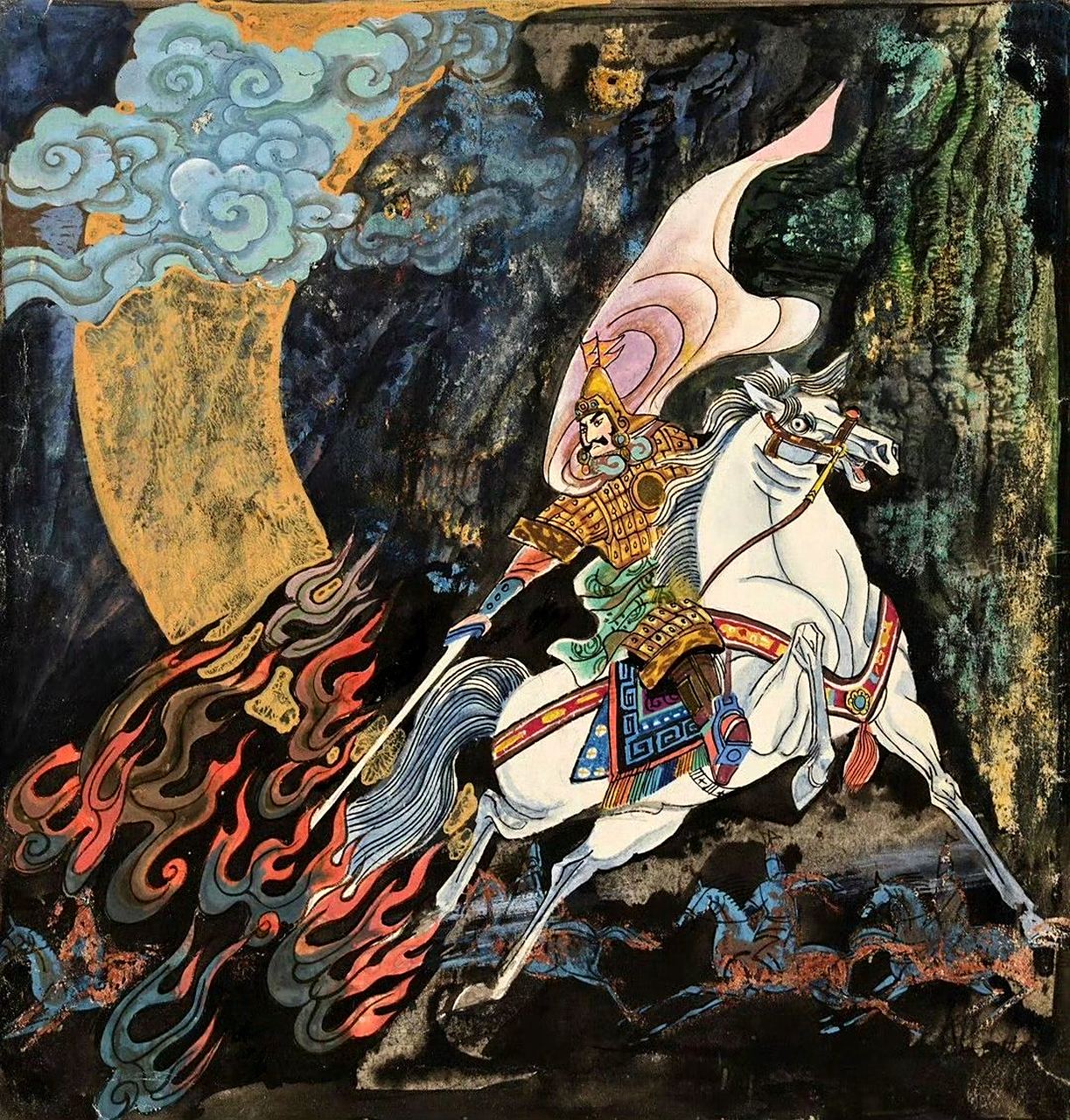 画家妮玛泽仁绘制的《格萨尔王传》插画作品欣赏,描绘了藏族人民的