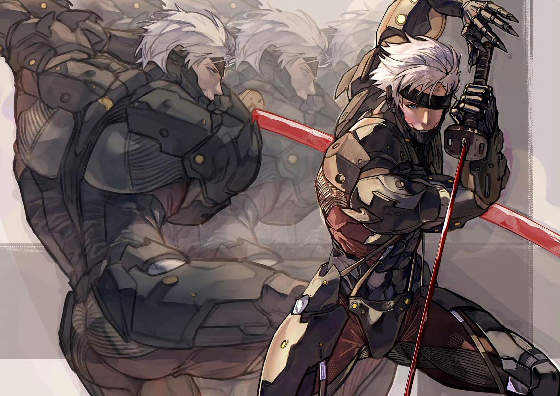 画师syachiiro绘制的一组《合金装备崛起:复仇》雷电插画作品,展现了