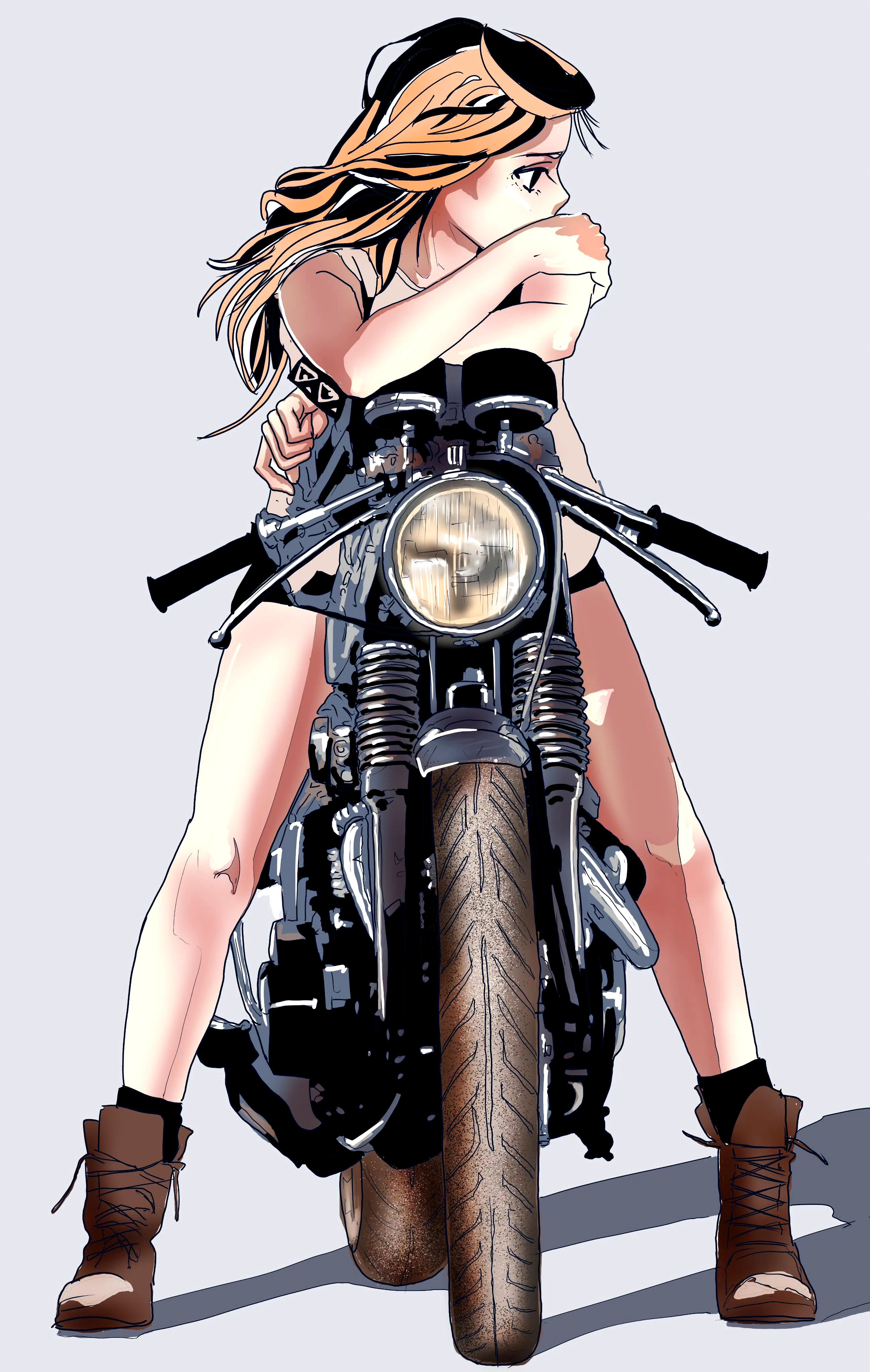 分享一组摩托女生插画作品,再现了女孩的柔美与机械的硬朗.by ccig6q