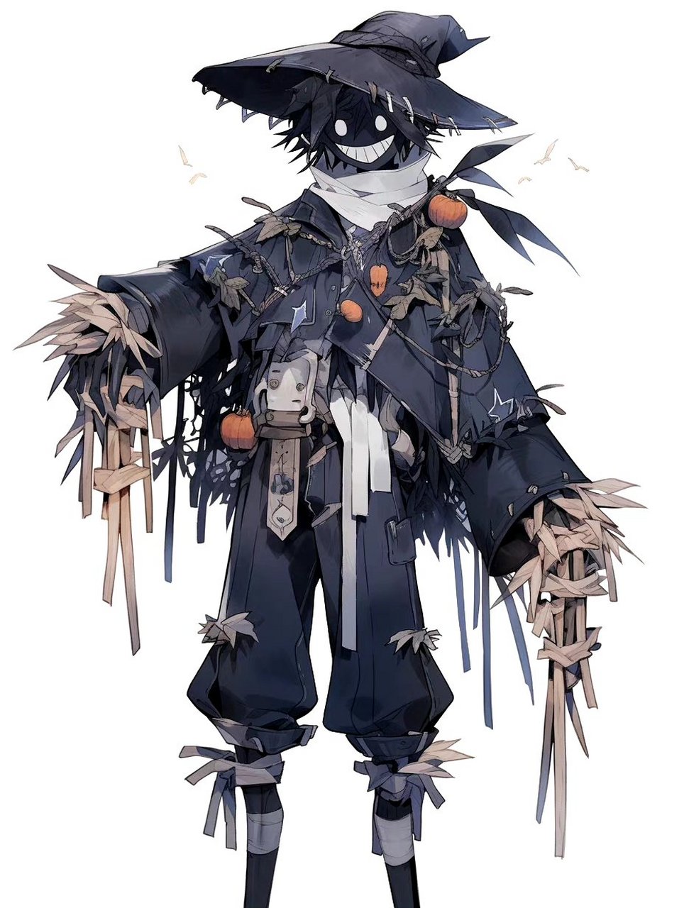 ai生成的一组稻草人插画作品,充满了黑暗童话的元素,by midjourney.