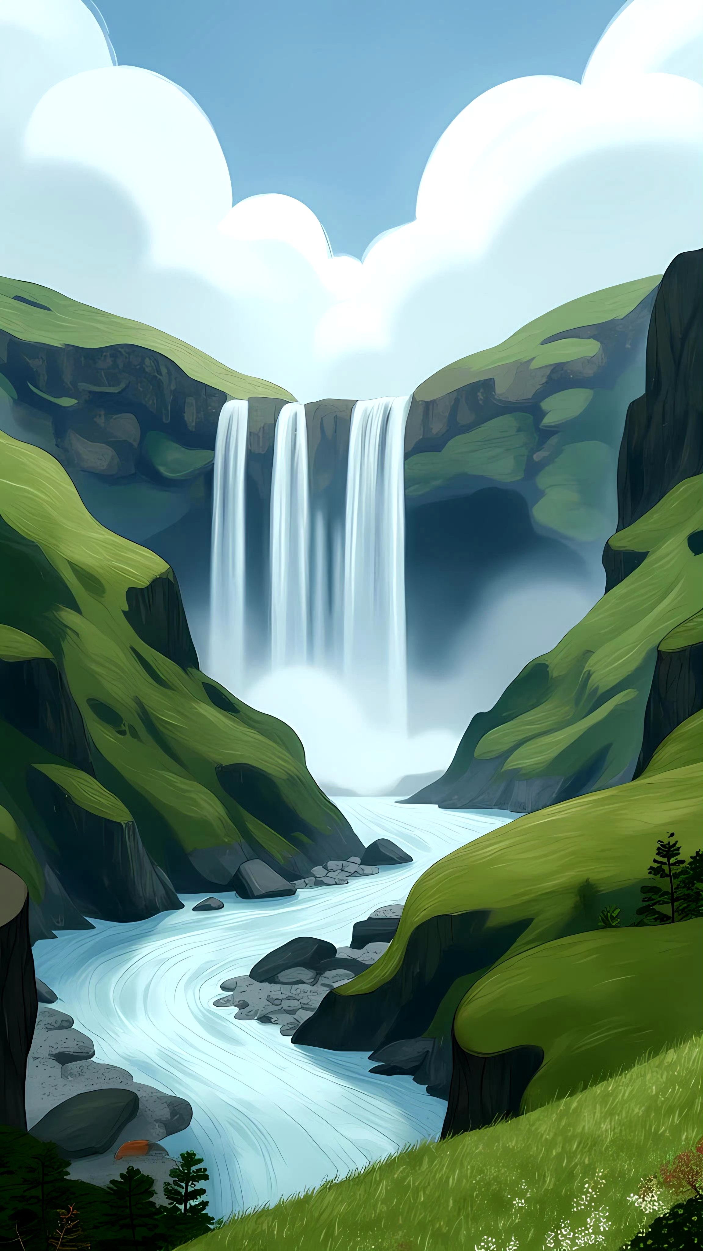 分享一组风景绘画作品,画面色彩绚丽,画风简约,描绘了不同时节山川