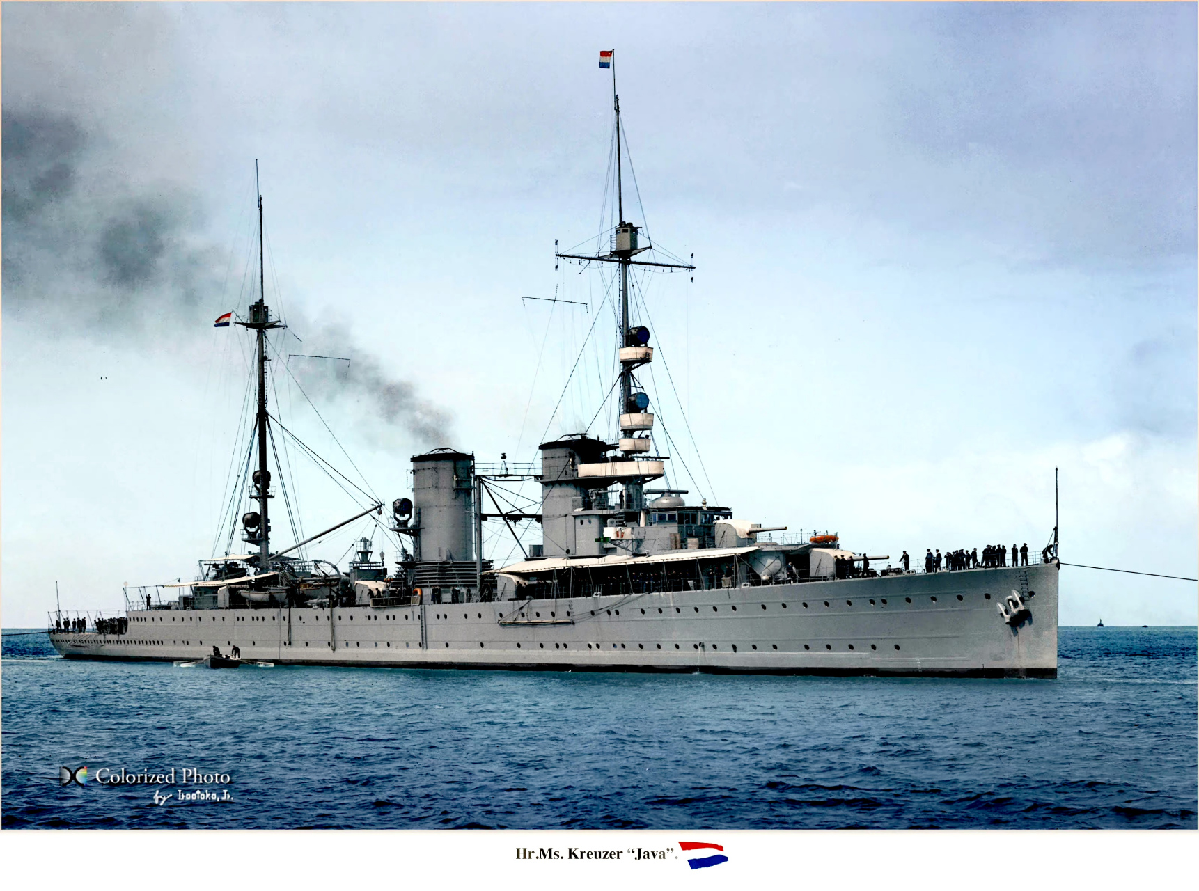 舰船欣赏:荷兰海军 爪哇号轻巡洋舰,该艘设计始于一战,因大战和财政