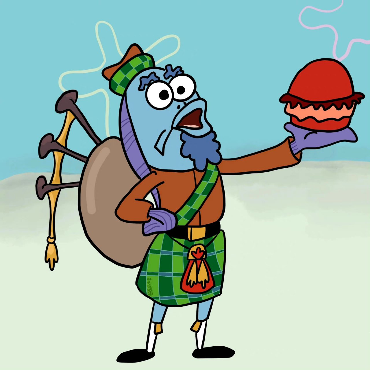 动画片《海绵宝宝》中比奇堡的跑龙套鱼 676767,种类和打扮还是