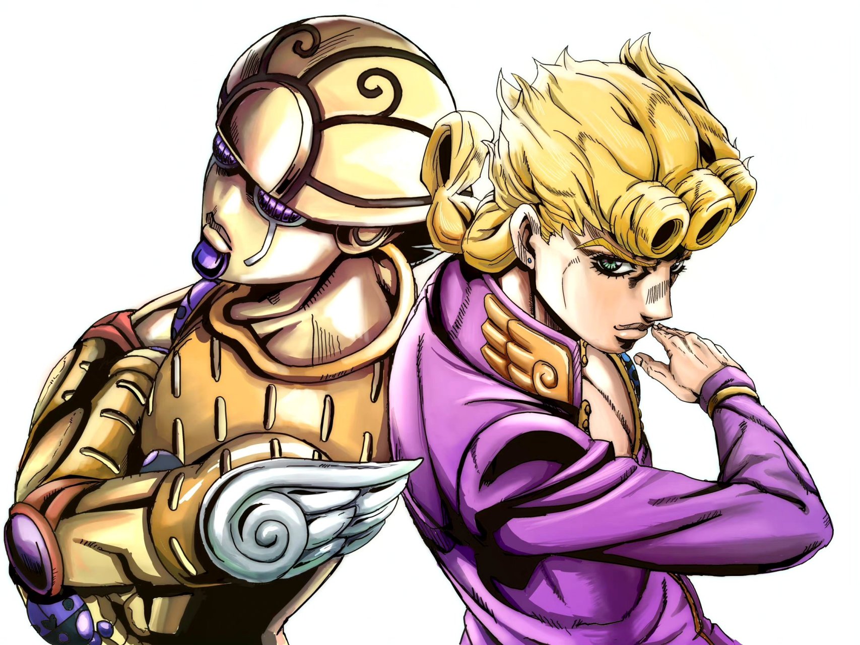 黄金之风》角色插画作品,展现了剧中造型华丽而独特的人物,他是该动画