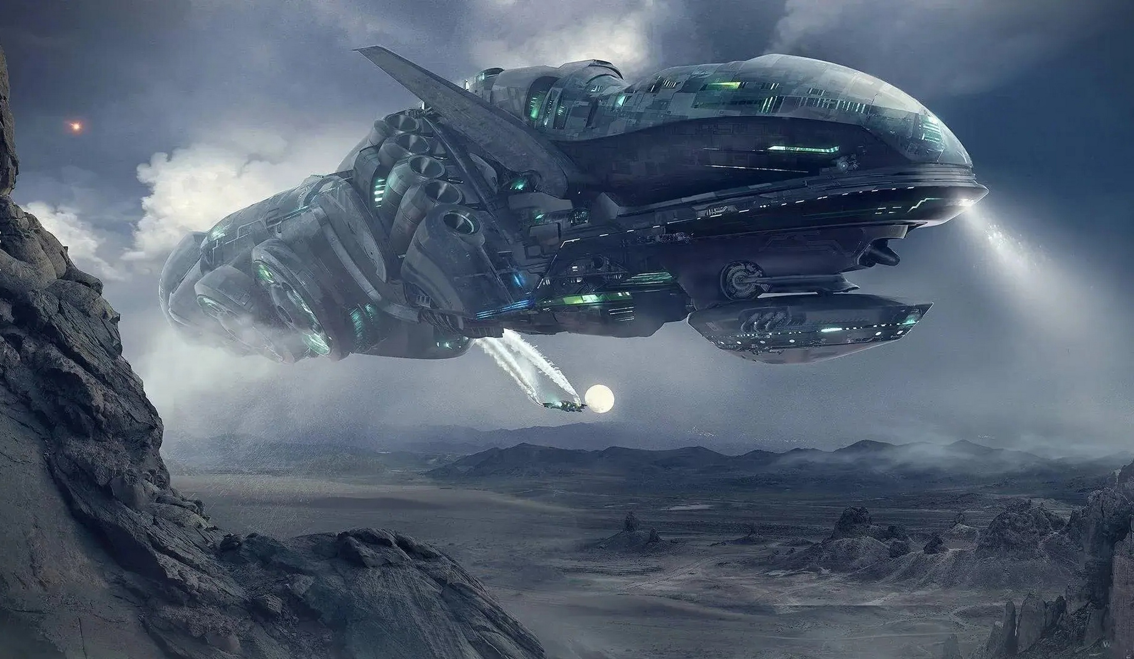 一组科幻场景作品欣赏,描绘了人类未来建造的太空战舰与飞船,依靠它们