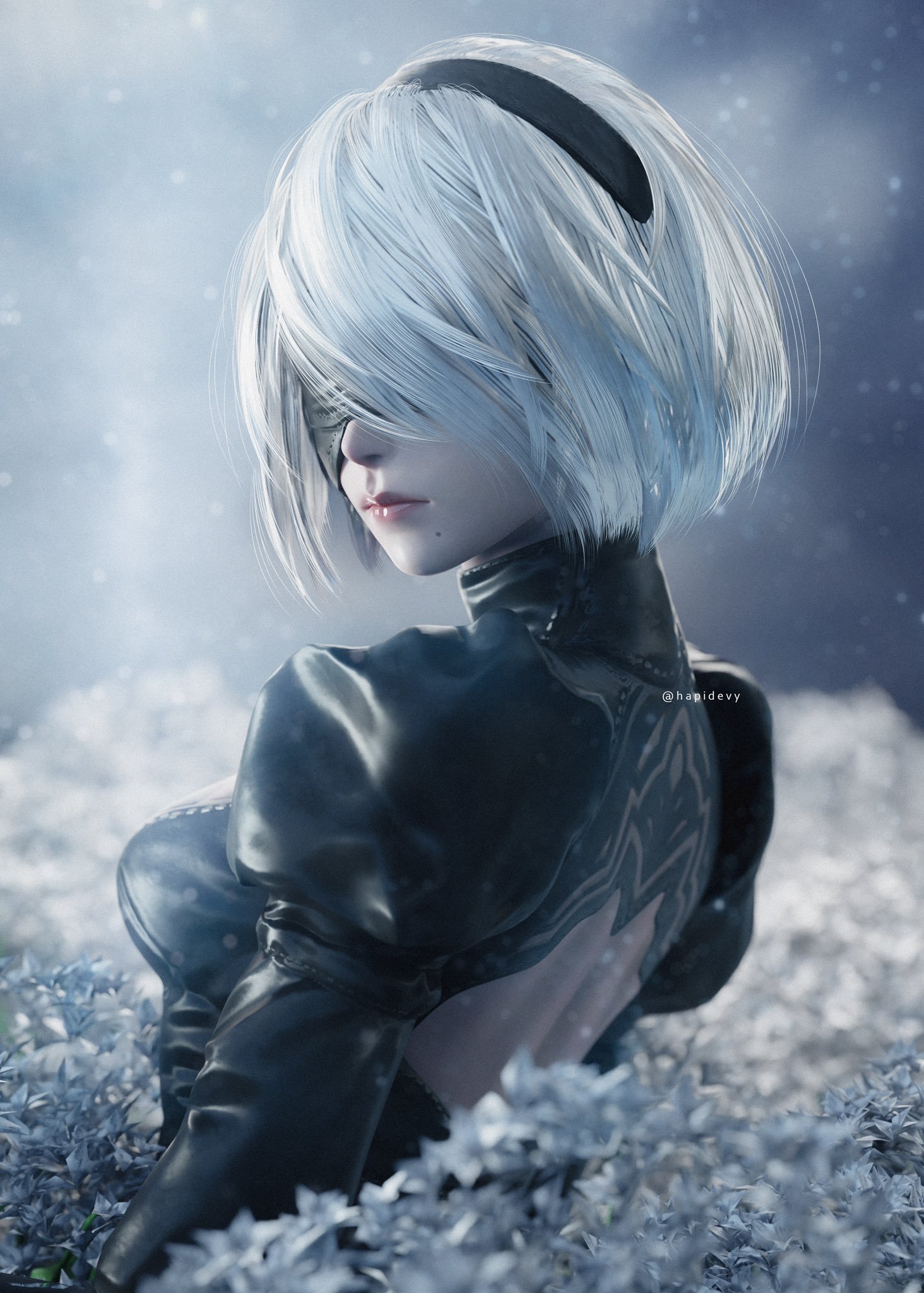 一组游戏《尼尔:机械纪元》角色插画,by hapidevy. #游戏# #插画# #二