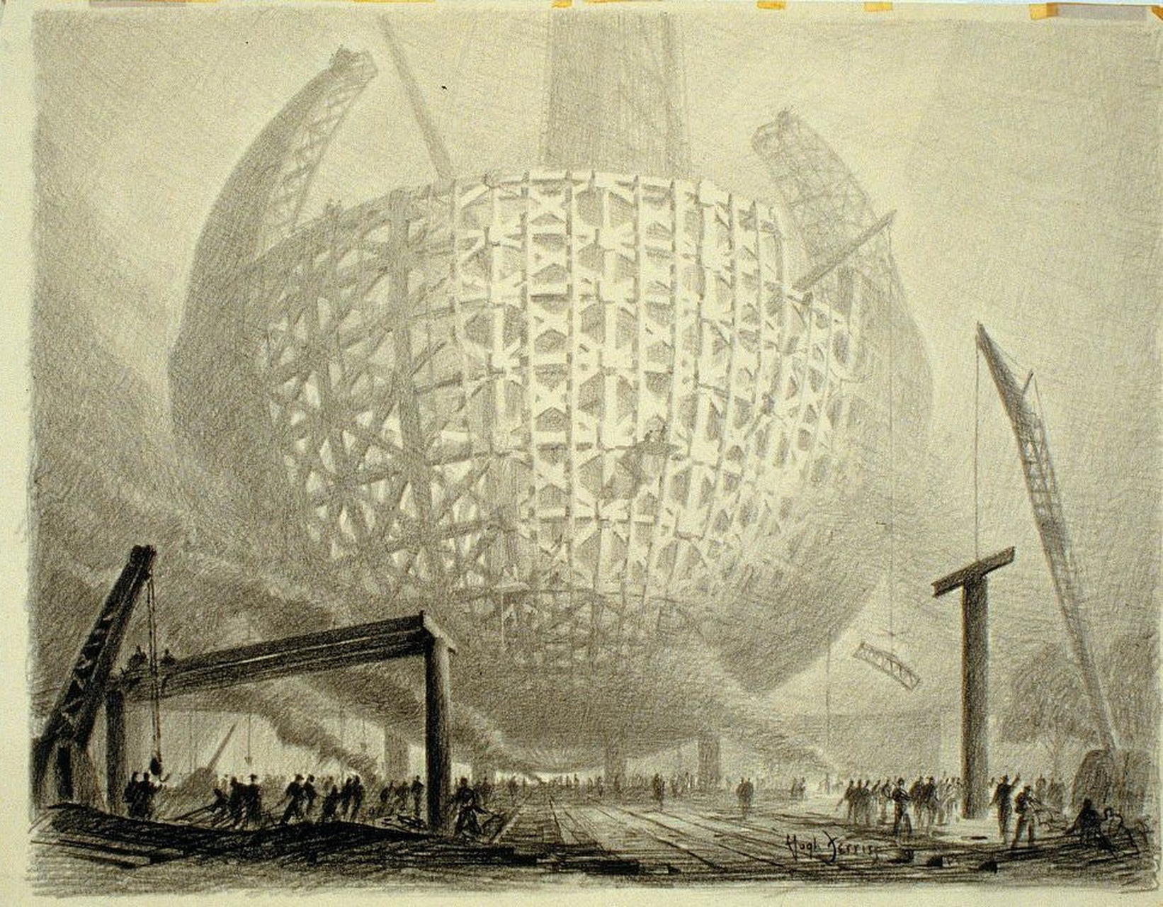 美国建筑师hugh ferriss (1889-1962) 绘制的一组建筑插画作品,描绘了