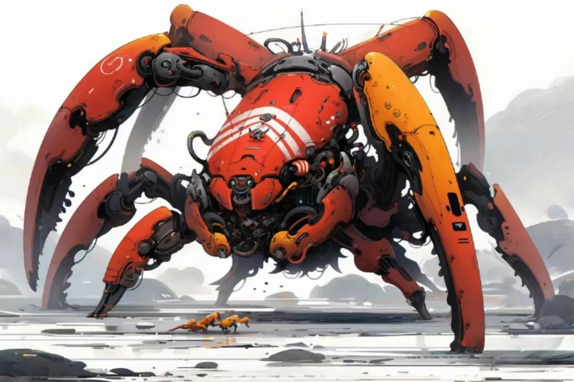 一组ai生成的虫形机械插画作品,融合了现实的昆虫特色.
