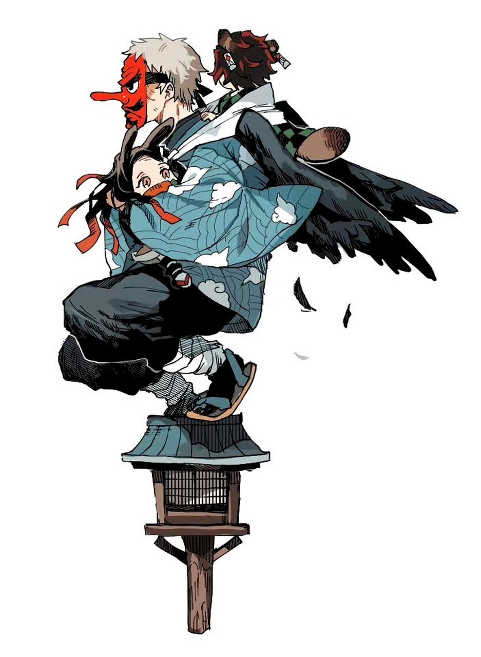 一组动画《鬼灭之刃》角色插画欣赏,展现了战斗之外的温馨场面,by es