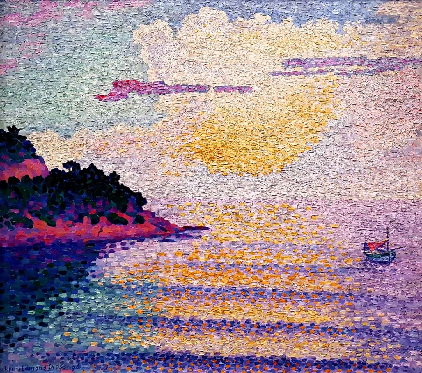 画家 henri-edmond cross 风景绘画作品欣赏,用色块展现自然的景色