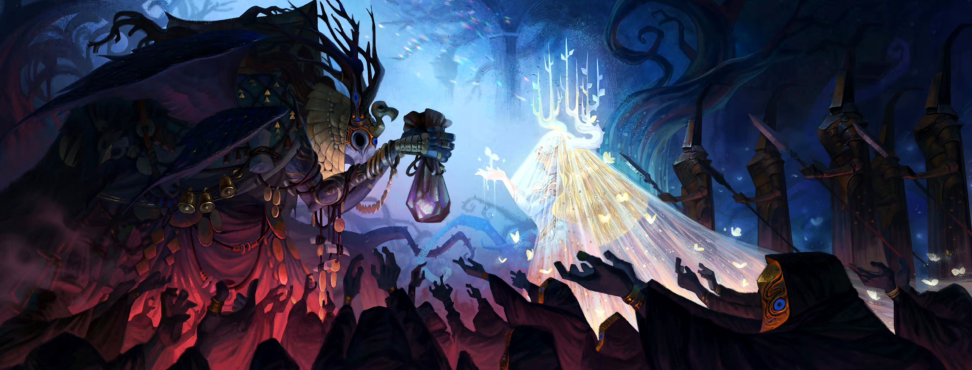 一组奇幻场景插画作品欣赏,有精致的壁画风格,by yao耀.