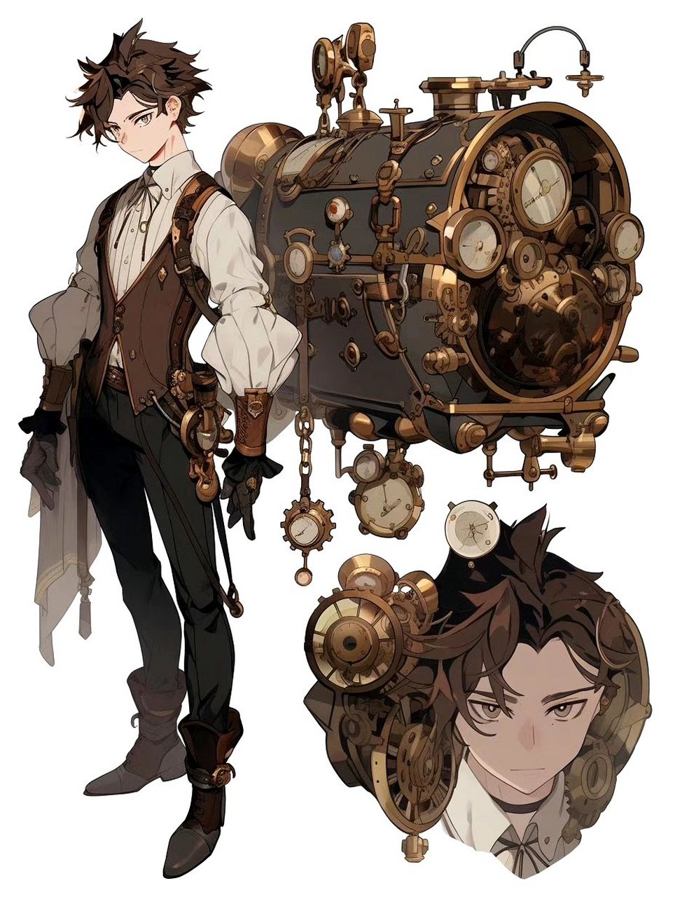 ai生成的一组人物插画作品,充满了蒸汽朋克的风格,by midjourney.