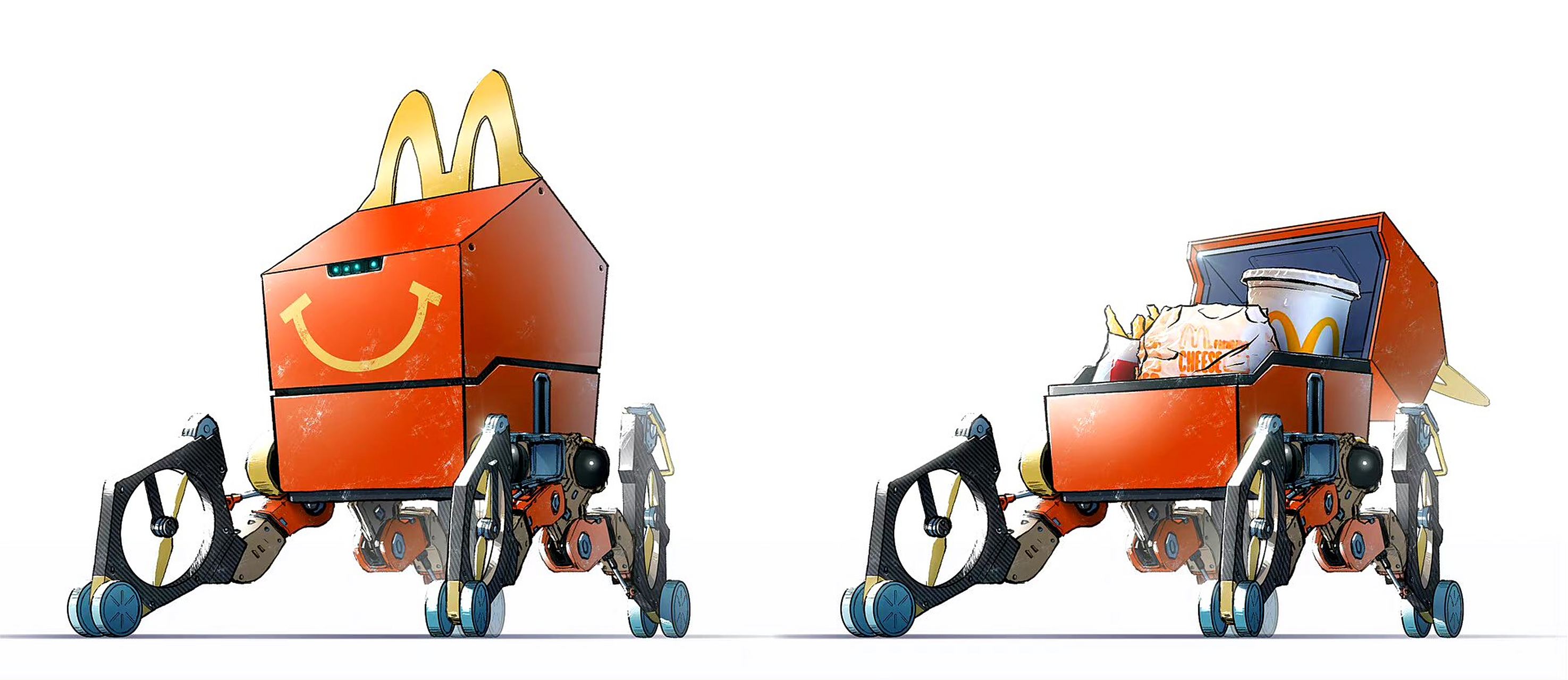 一组创意满满的送餐无人机器人,by josh matamoros.